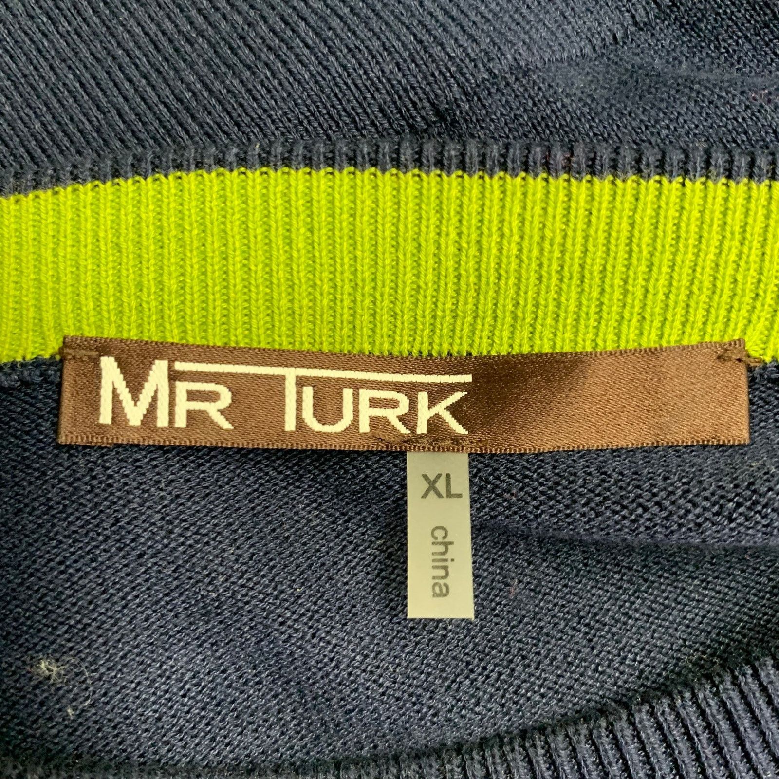 Mr Turk XL Navy Green White Stripe Cotton Modal Crew Neck Pullover Size US XL / EU 56 / 4 - 4 Thumbnail
