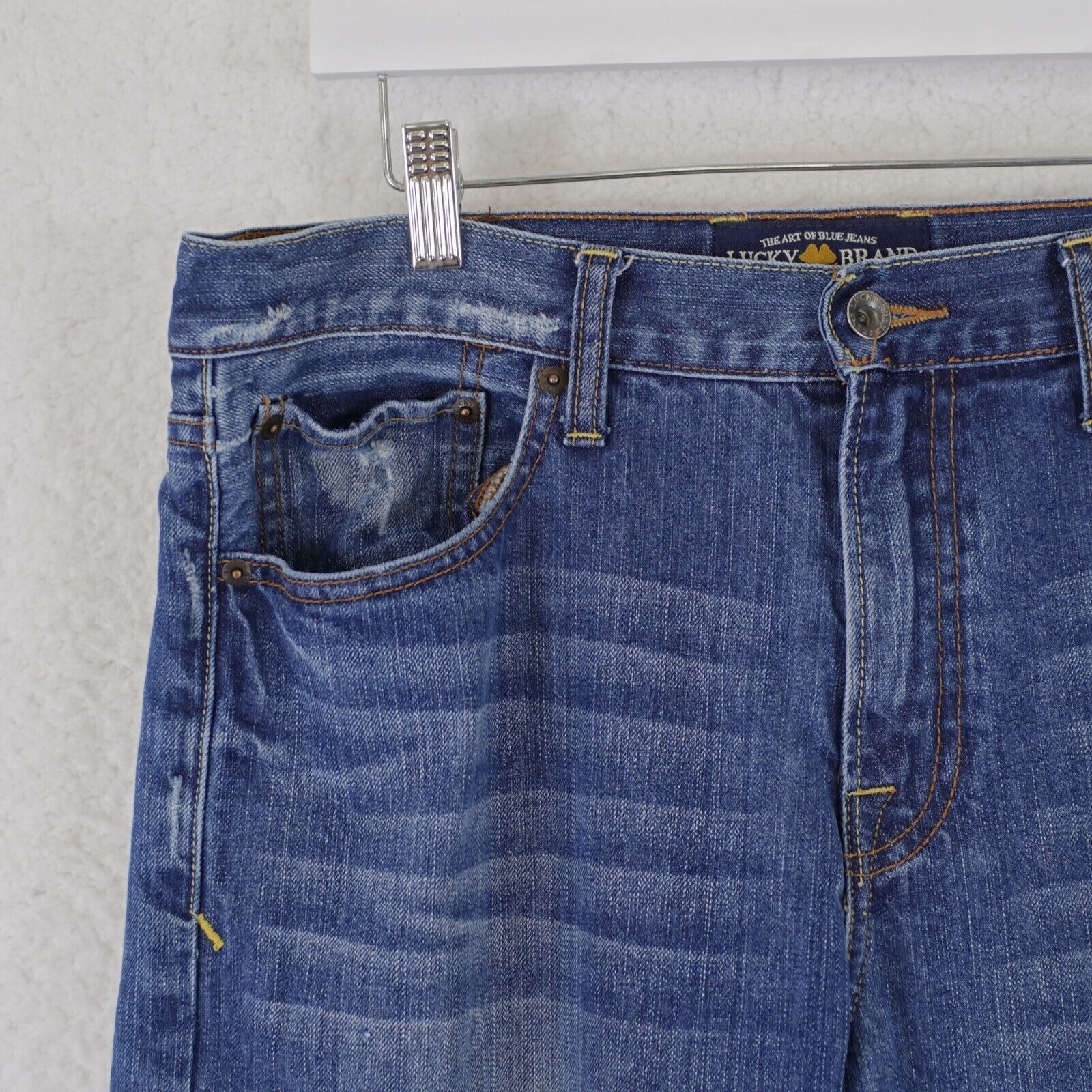 Lucky Brand Lucky Brand 329 Classic Straight Blue Denim Jeans 35/32 Ston Size US 35 - 5 Thumbnail