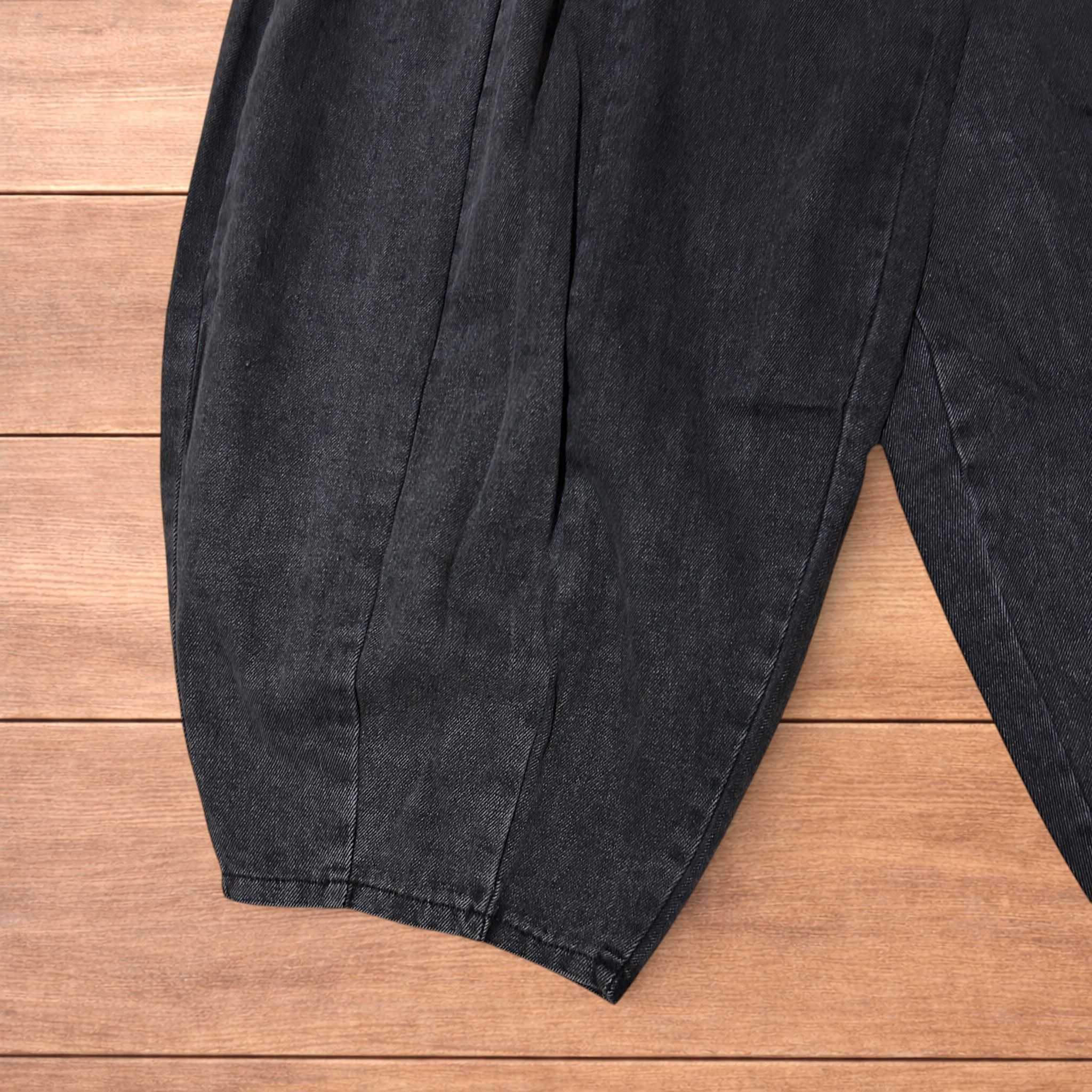 Japanese Brand Super baggy wide leg balloon fit jeans in washed black. Size US 36 / EU 52 - 4 Thumbnail