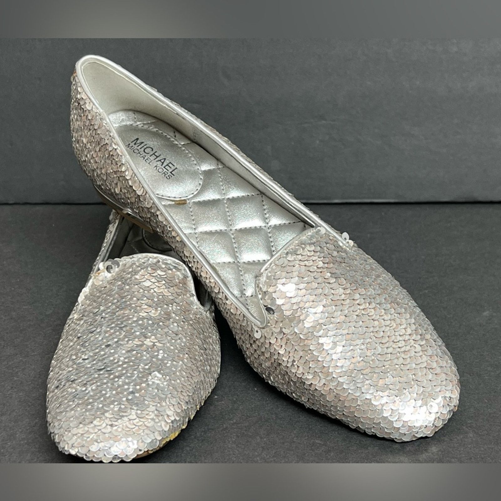 Michael Kors Michael Kors Women's Silver Glitter Slip-On Ballet Flats Size US 8.5 / IT 38.5 - 6 Thumbnail