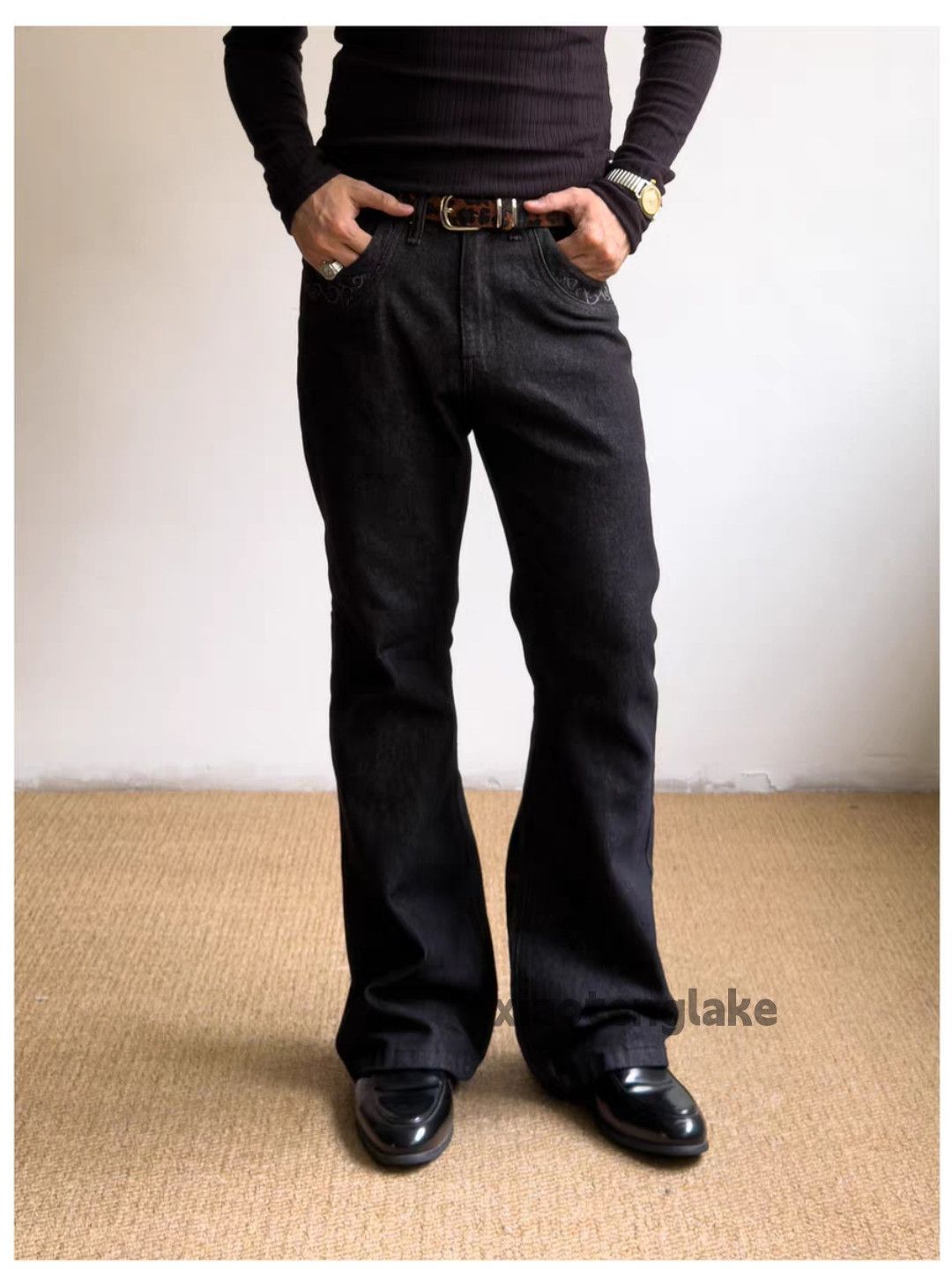 xz vintage distressed festival party bootcut flared jeans