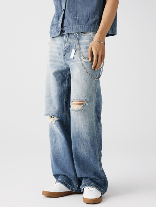 Japanese Brand × Jean American style high street washed gradient ripped jeans Size US 32 / EU 48 - 3 Thumbnail