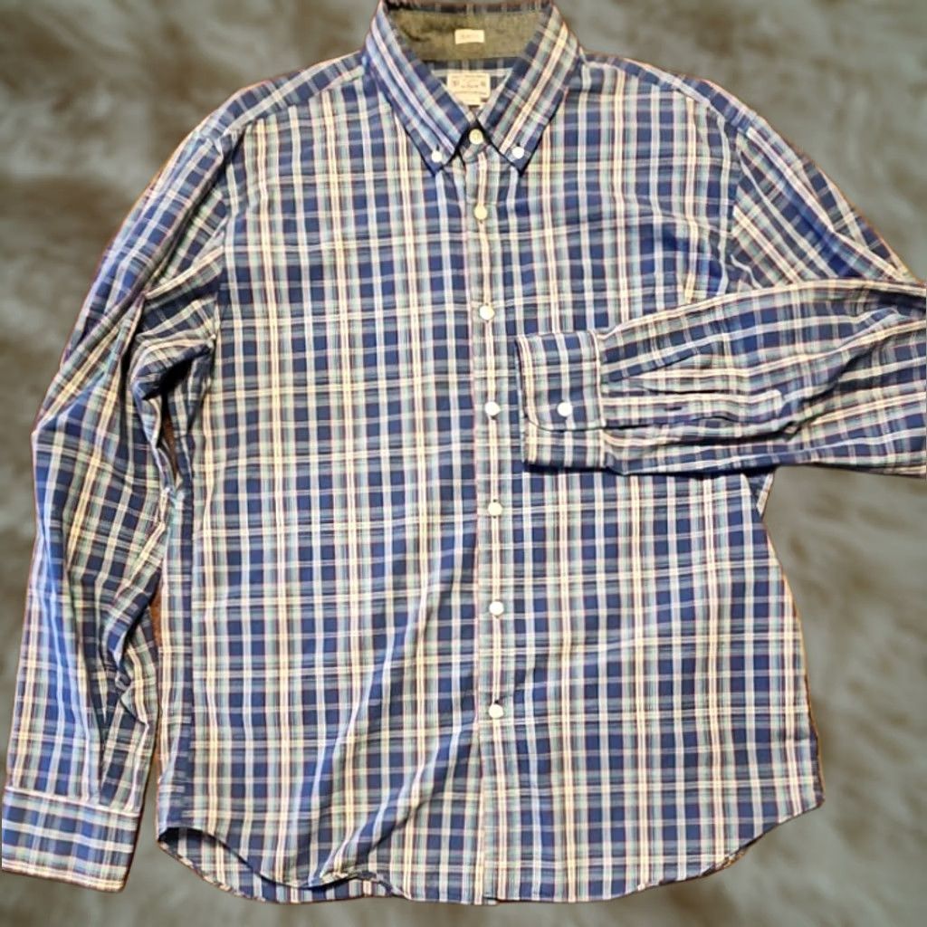 J.Crew J.Crew Button-Up Shirt Long Sleeve Plaid Cotton Oxford XL Slim Fit Mens Blue Red Size US XL / EU 56 / 4 - 1 Thumbnail