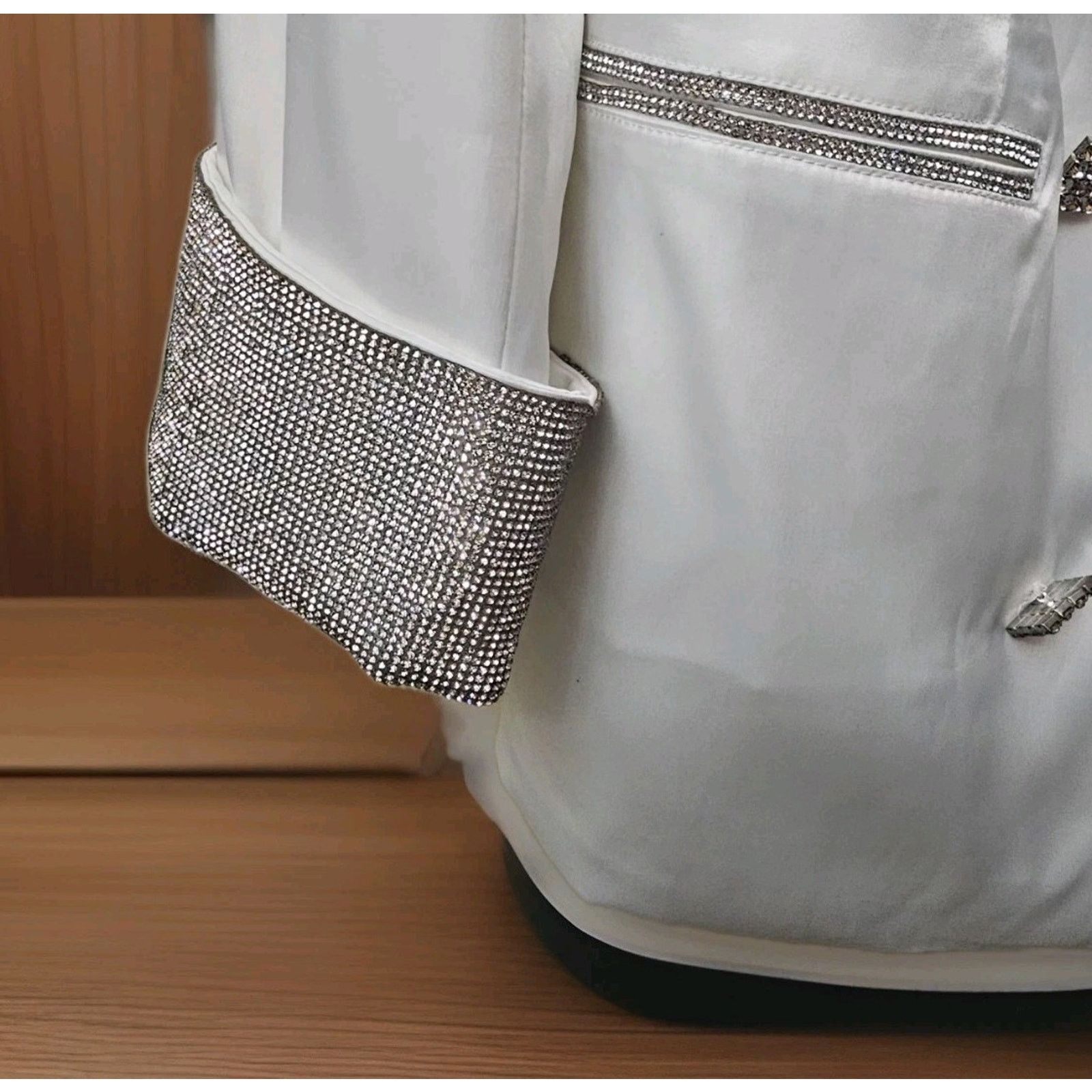 Other AKIRA Embellished Beaded Rhinestone Button Plazer Jacket L Size L / US 10 / IT 46 - 6 Thumbnail