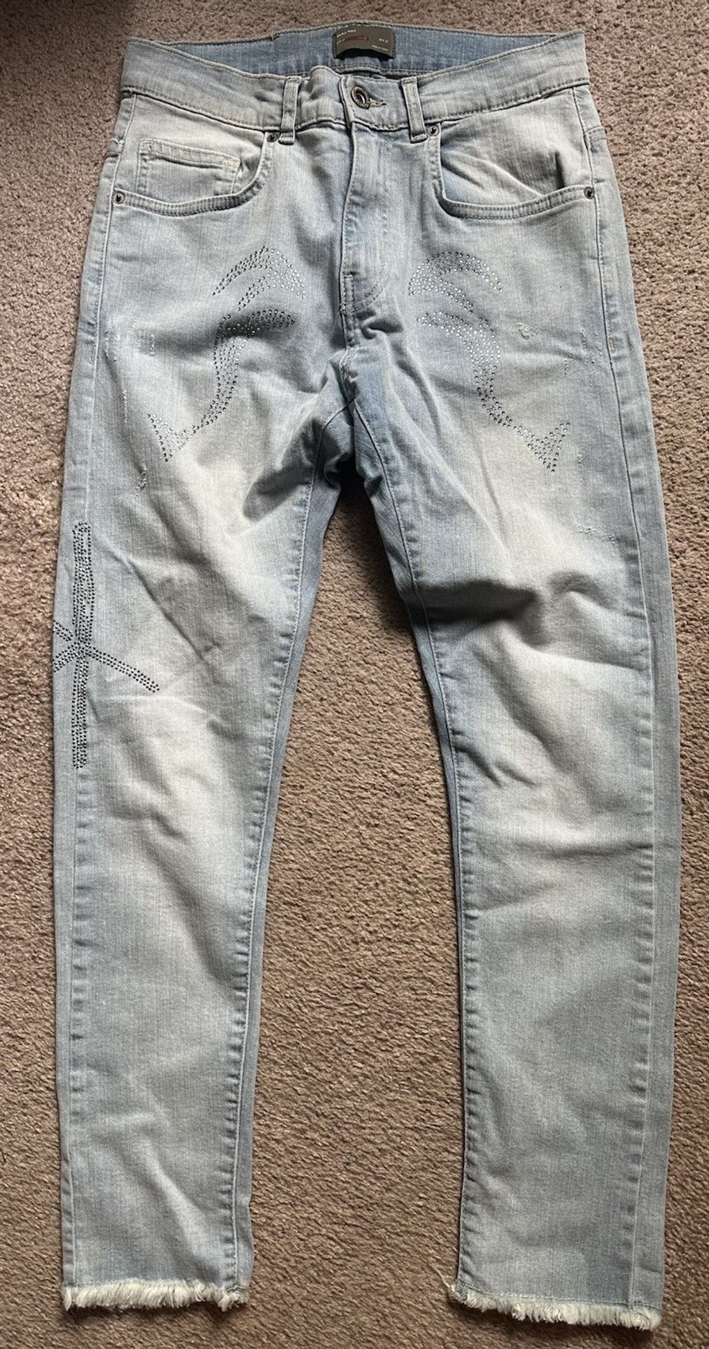 Zara Zara Embellished Skinny Stretch Jean Sparkle Lt Blue Denim S Size US 30 / EU 46 - 12 Thumbnail
