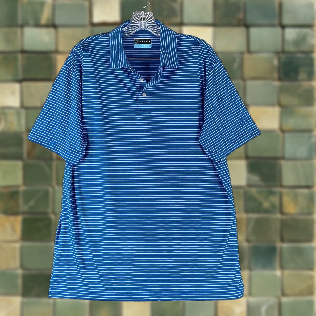 PGA Tour PGA TOUR Polo Shirt Striped Blue Men’s M Short Sleeve Size US M / EU 48-50 / 2 - 1 Thumbnail
