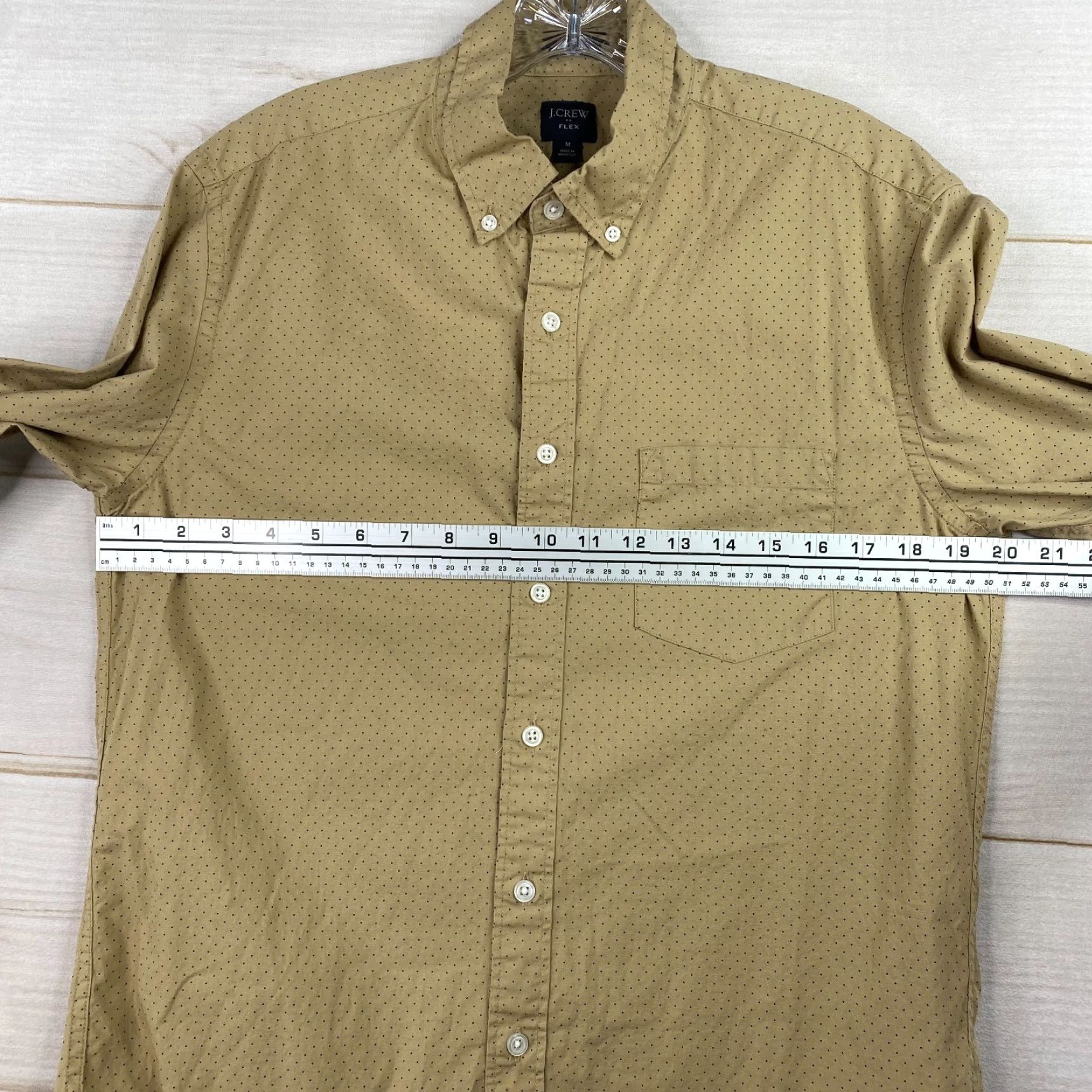 J.Crew J.CREW Shirt M Mens Button-Up Classic Tan Polka Dot Long Sleeve Cotton Blend Stretch Fall, Spring, Summer, Winter Men’s Casual Button-Down Size US M / EU 48-50 / 2 - 7 Thumbnail