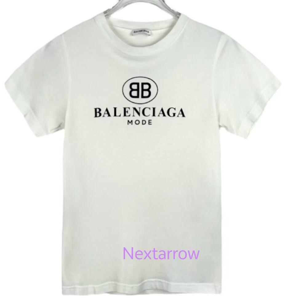 Balenciaga Balenciaga logo lock print round neck white cotton short Size US S / EU 44-46 / 1 - 1 Thumbnail