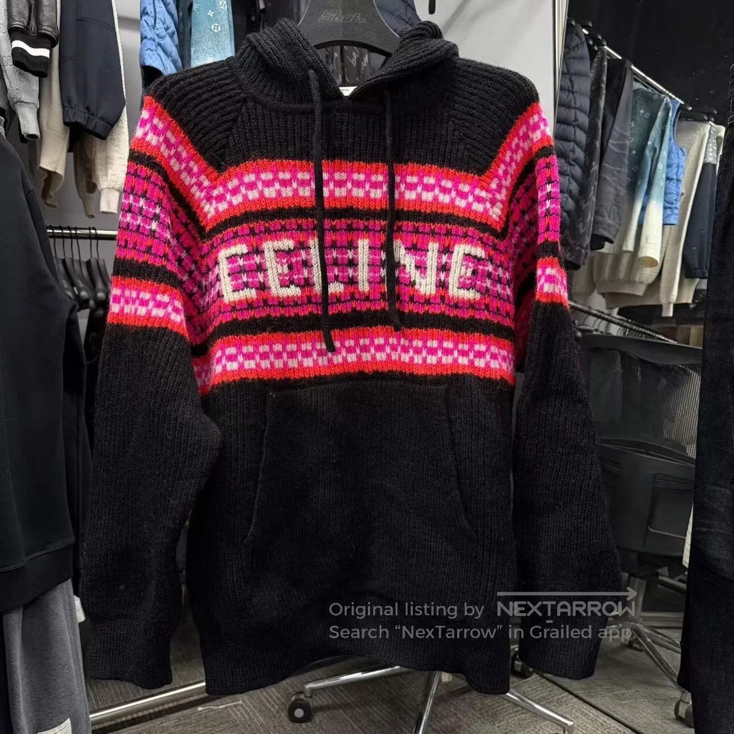 Celine Celine Black Hoodie with Pink CELINE Lettering. Size M / US 6-8 / IT 42-44 - 1 Thumbnail