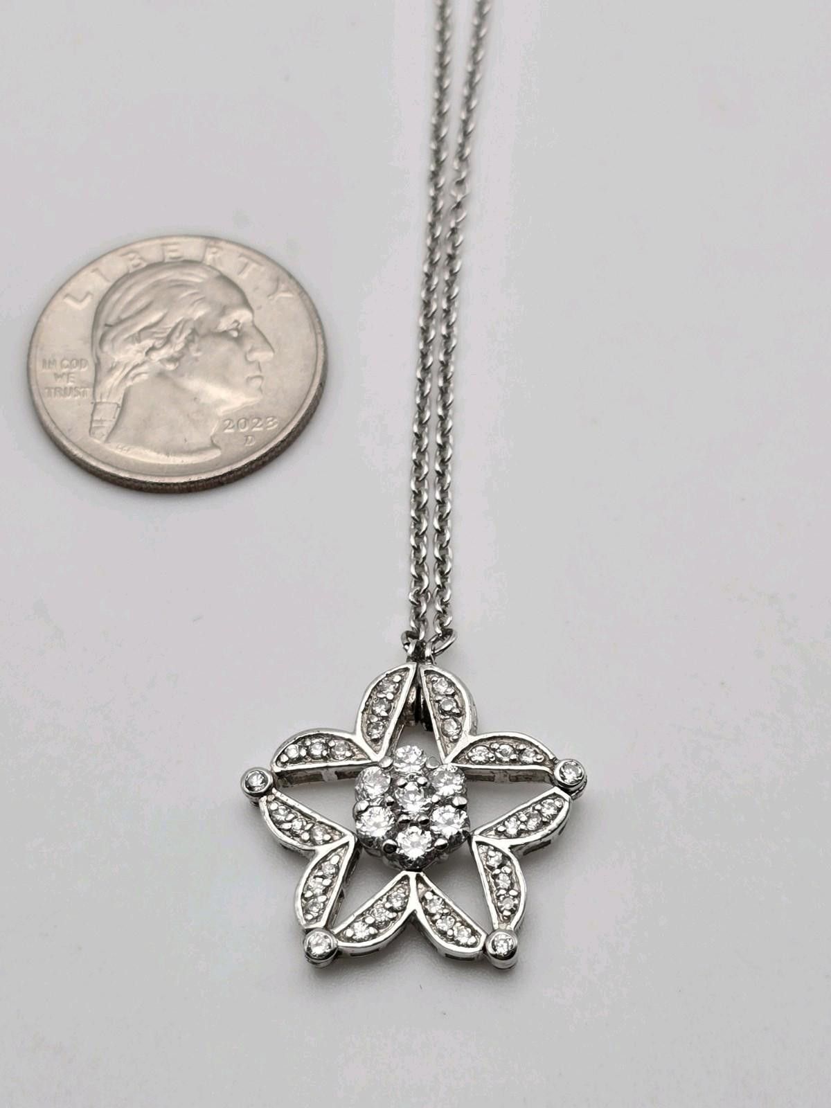 Sterling Silver Sterling Silver CZ Star Pendant Necklace 16.5–18" Adjustable Size ONE SIZE - 5 Thumbnail