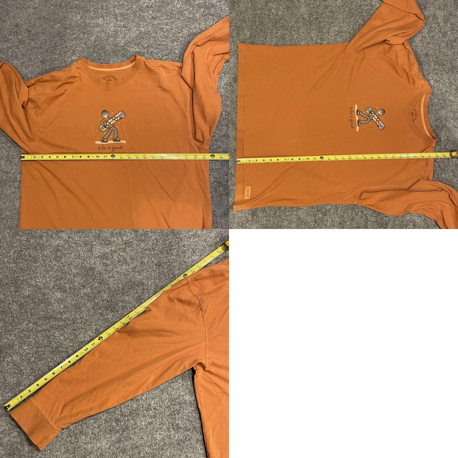 Life is Good Life is Good Shirt Mens XL Orange Long Sleeve Graphic Print Crew Neck Size US XL / EU 56 / 4 - 8 Thumbnail