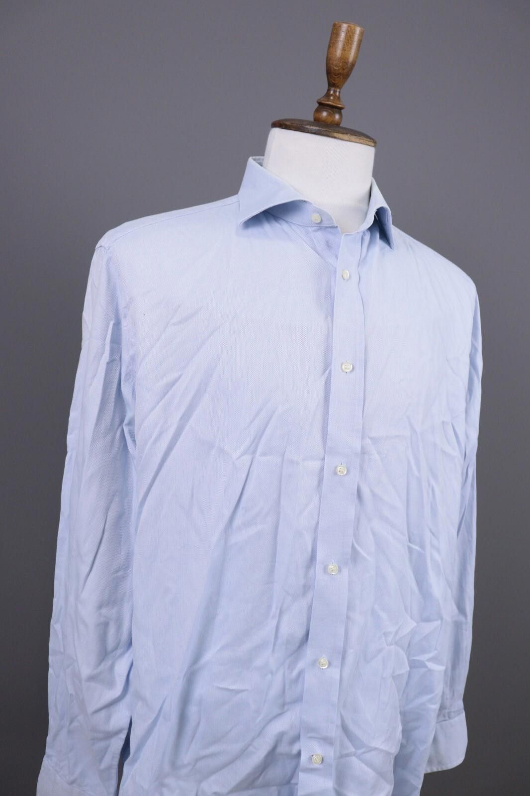 Designer Boggi Milano Blue Luxury Button Down Shirt Size 45 / 18 Size US M / EU 48-50 / 2 - 6 Thumbnail