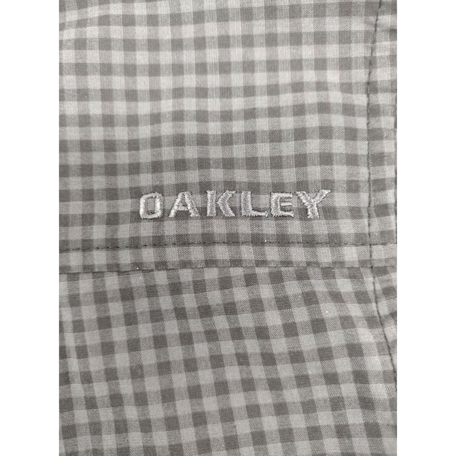 Oakley Oakley Men's Button-Up Shirt L Black/Grey Plaid Logo #1368 Size US L / EU 52-54 / 3 - 4 Thumbnail