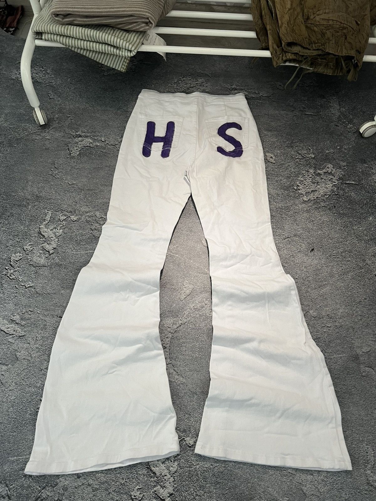 Japanese Brand Distressed White Glamour Flare Jean / Hysteric Glamour Style Size US 28 / EU 44 - 2 Thumbnail