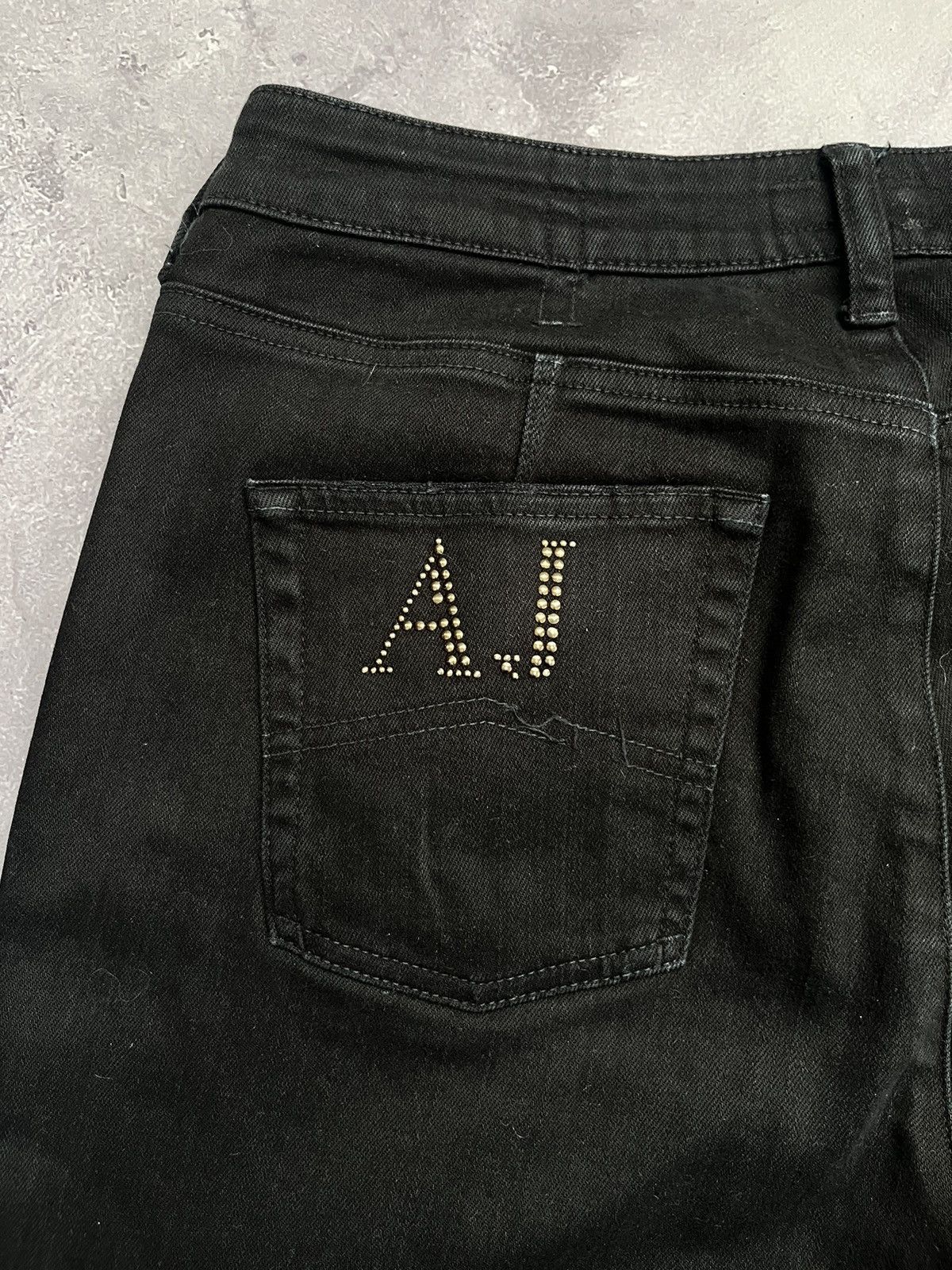 Armani Vintage Armani Jeans Metal Logo AJ Black Pants Japanes Jeans Size US 32 / EU 48 - 13 Thumbnail
