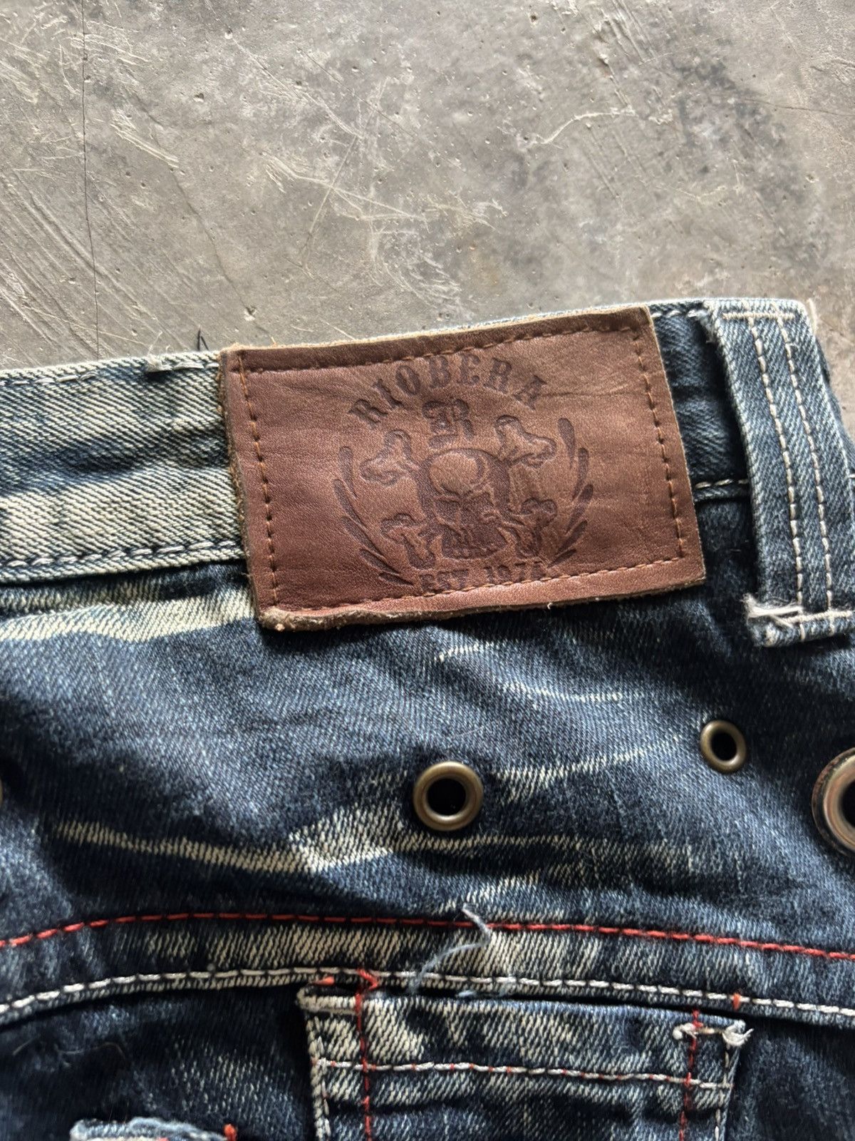 If Six Was Nine RIOBERA vintage flare jeans sick spellout back japanese punk Size US 29 - 14 Thumbnail