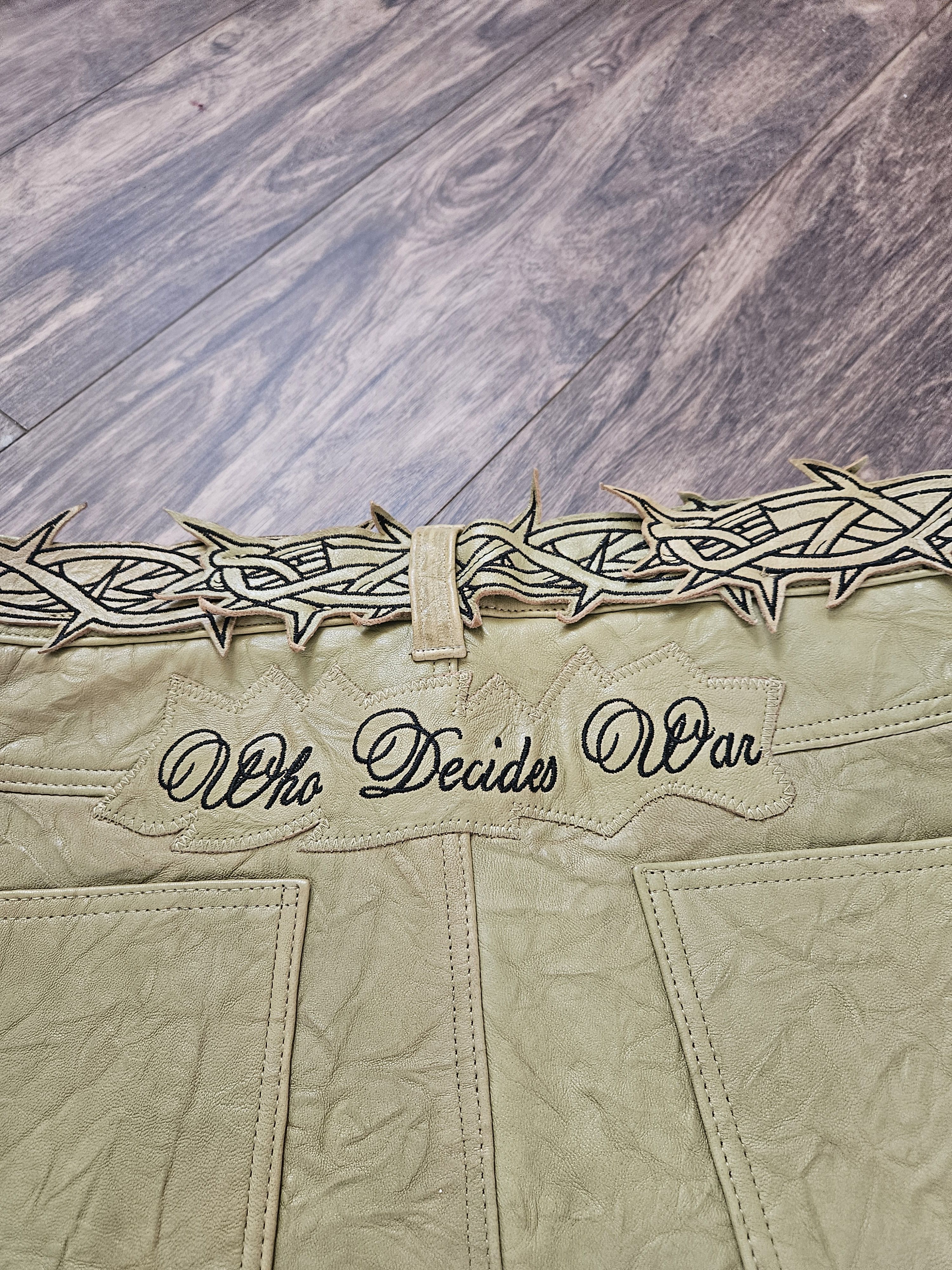 Who Decides War Who Decides War Garden Glass Thorned Tan Leather Pants Size US 34 / EU 50 - 8 Thumbnail