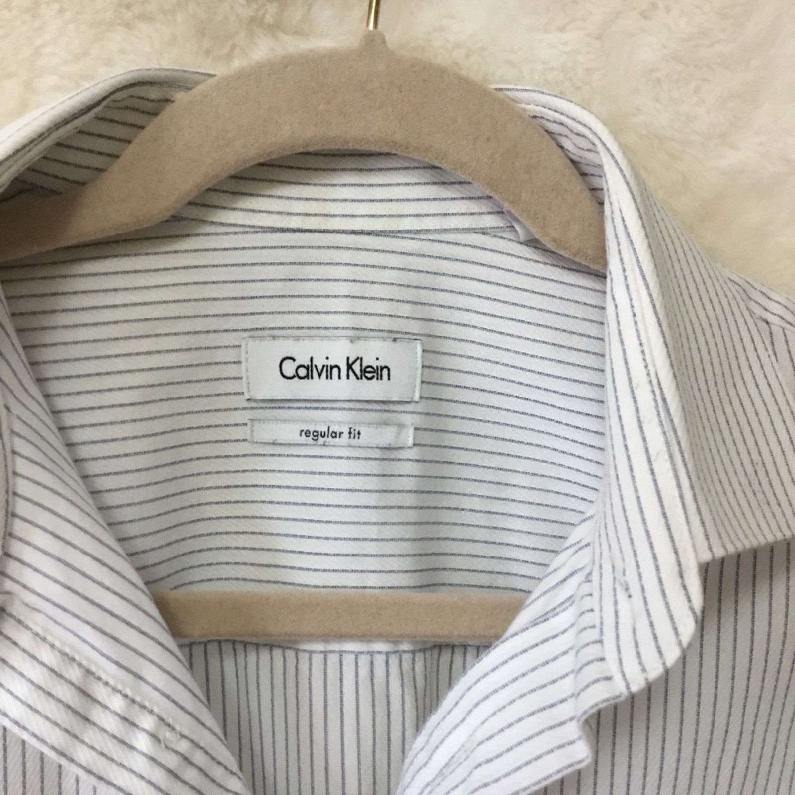 Calvin Klein Calvin Klein White&Blue Stripes Long Sleeve Shirt Size US M / EU 48-50 / 2 - 2 Thumbnail