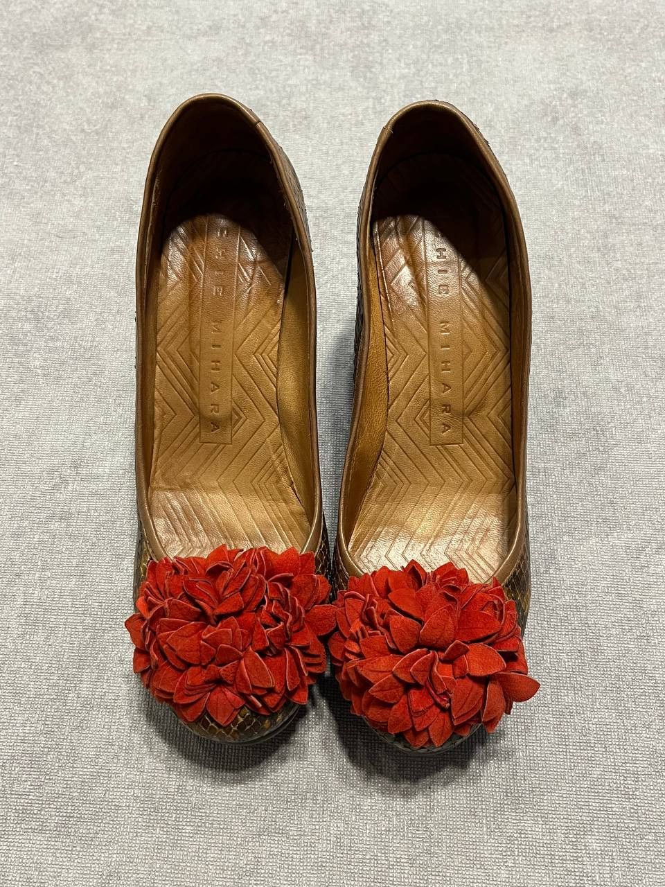 Other Chia Mihara Rare Flower Pump Heels Brown Leather Women`s Size US 8 / IT 38 - 5 Thumbnail