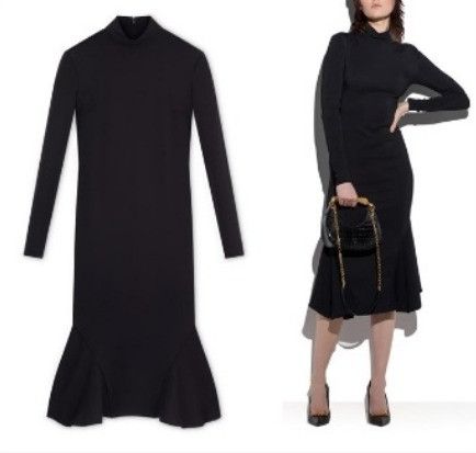 o1loc1c0724 AB3016 Midi Dress in Black