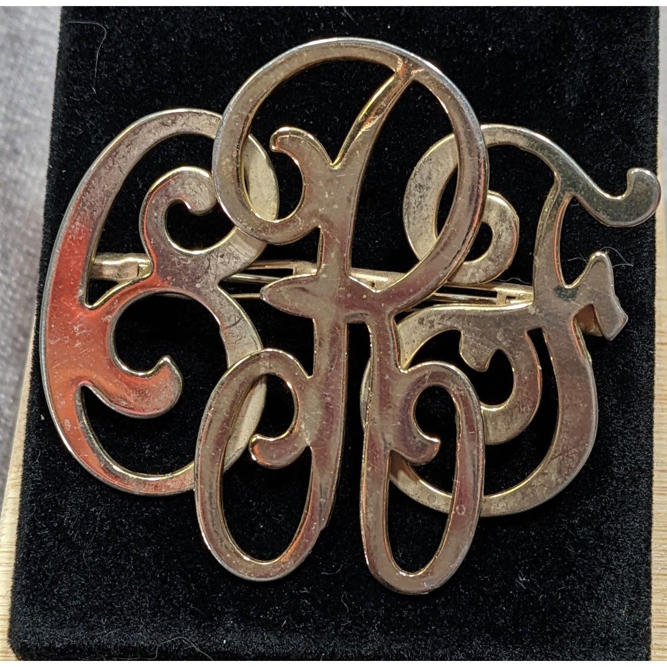 Other Vintage Cursive Monogram Brooch BRF Gold Tone Size ONE SIZE - 3 Thumbnail