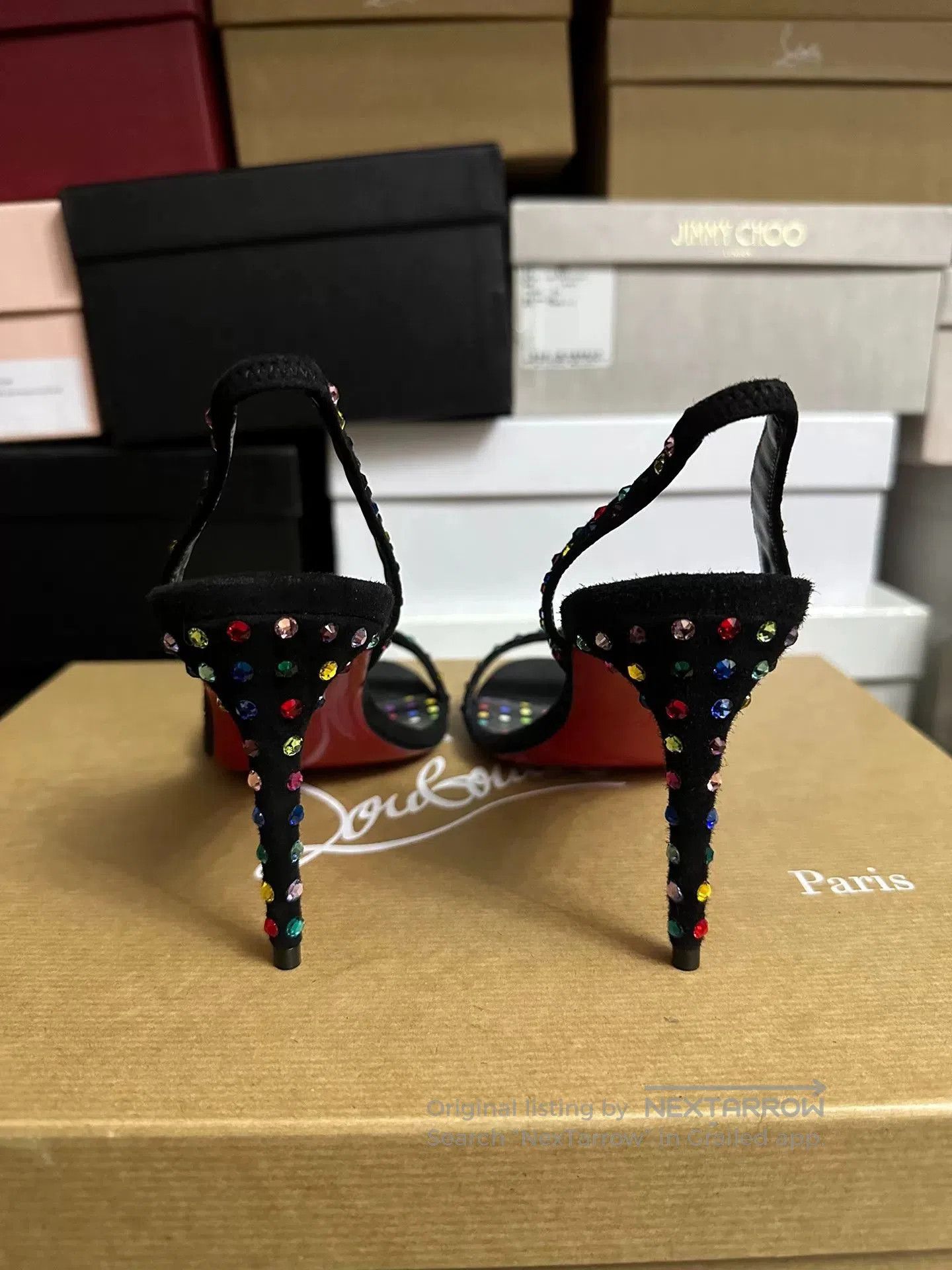 Christian Louboutin Christian Louboutin Rainbow Crystal Sandals. Size US 7 / IT 37 - 4 Thumbnail