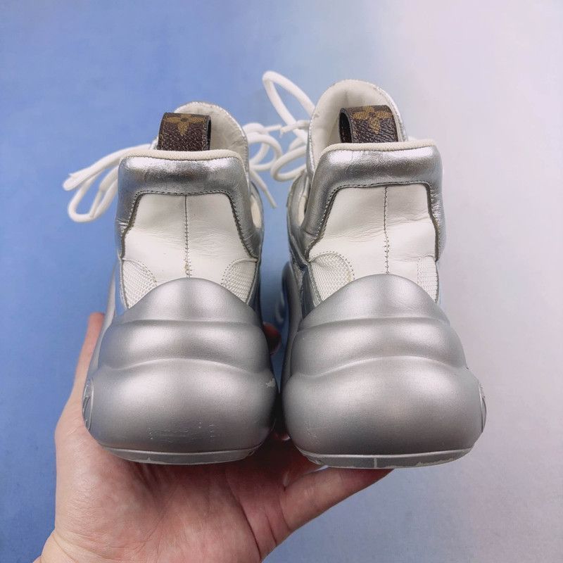 Louis Vuitton Louis Vuitton Silver Casual Sneakers - Size US 5.5 / EU 38 - 2 Thumbnail
