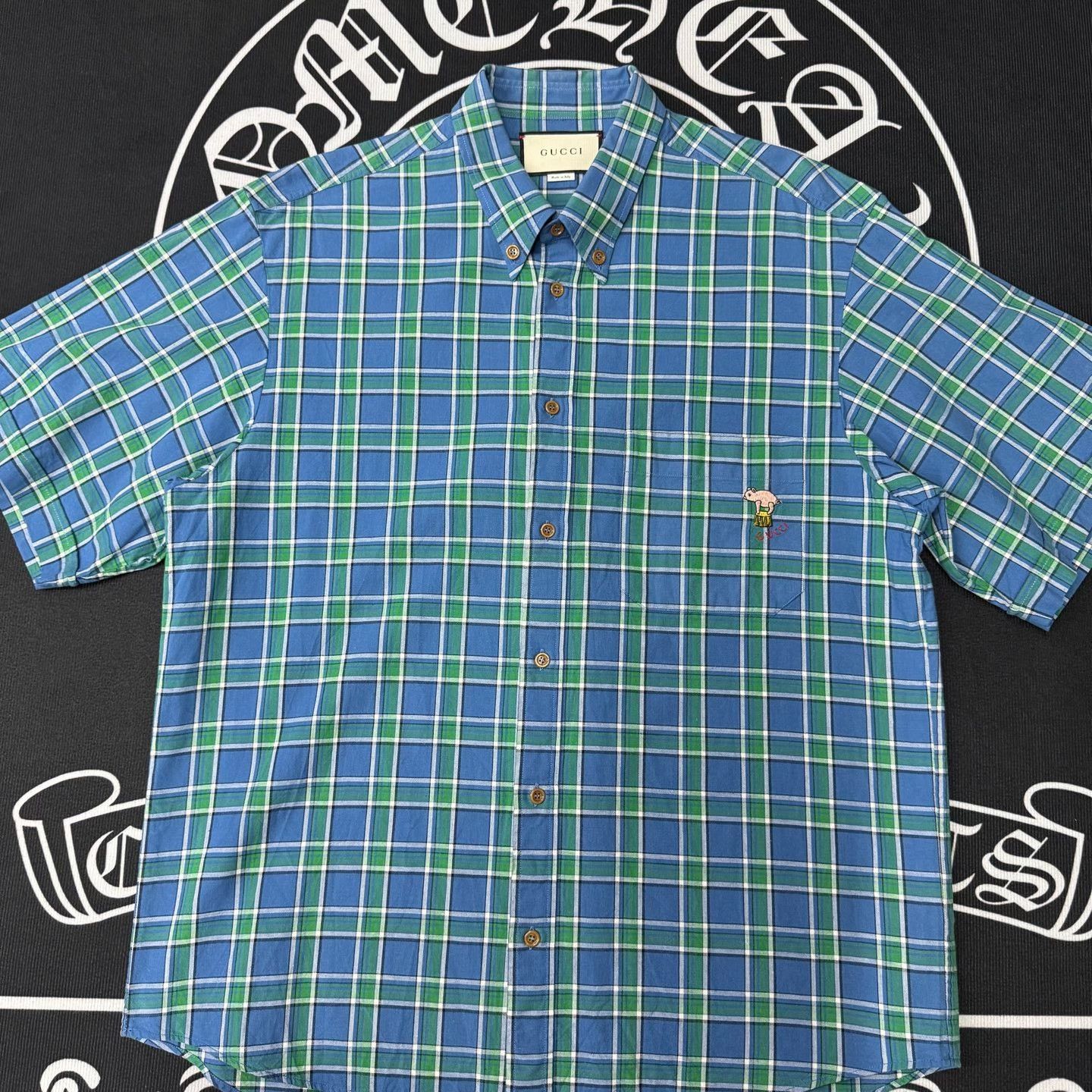 Gucci Gucci Embroidered Plaid Green Shirt 50 Men Size US XL / EU 56 / 4 - 1 Thumbnail