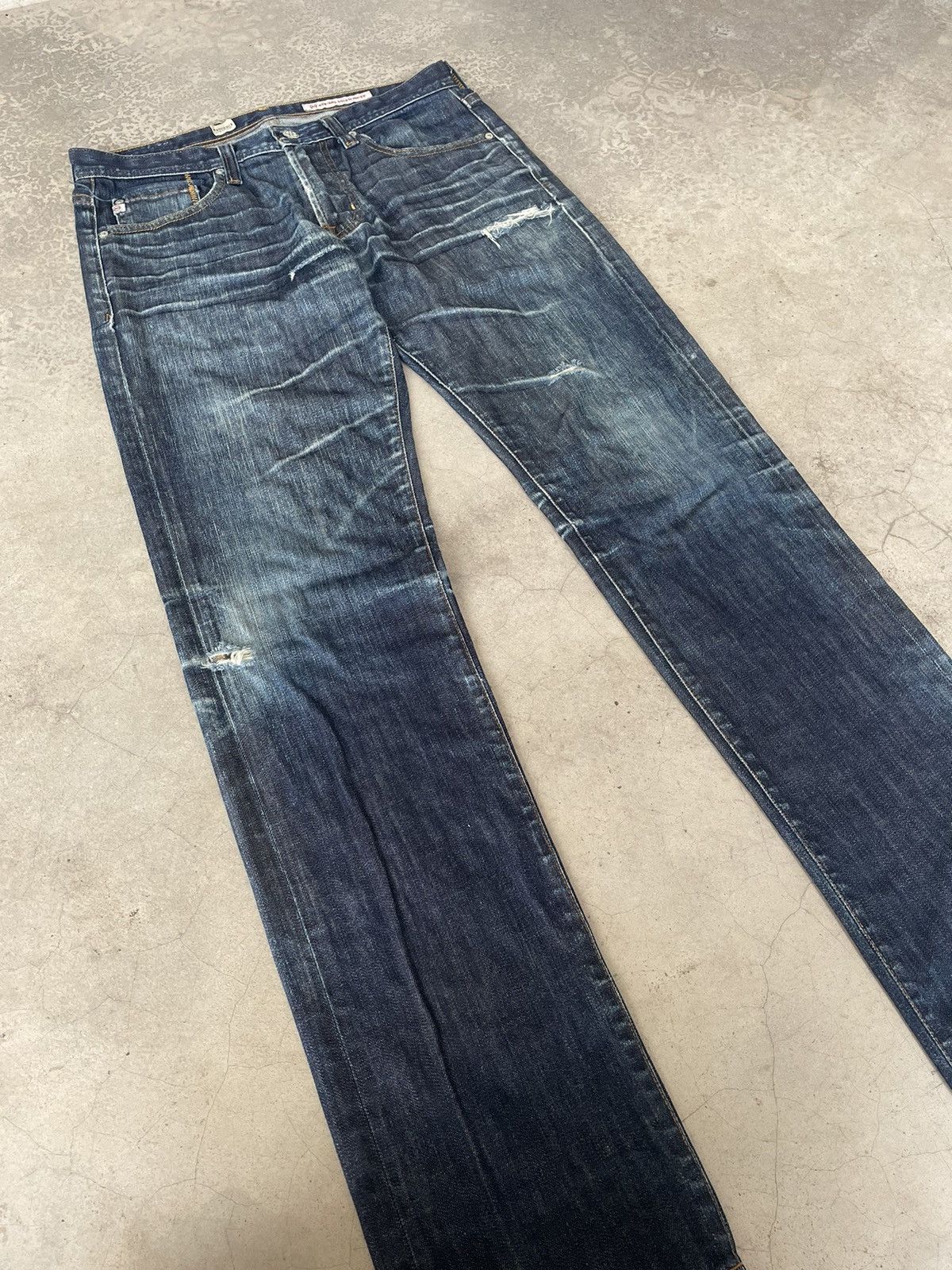 AG Adriano Goldschmied Ag Adriano Goldschmied Slim Straight Distressed Denim Size US 33 - 3 Thumbnail