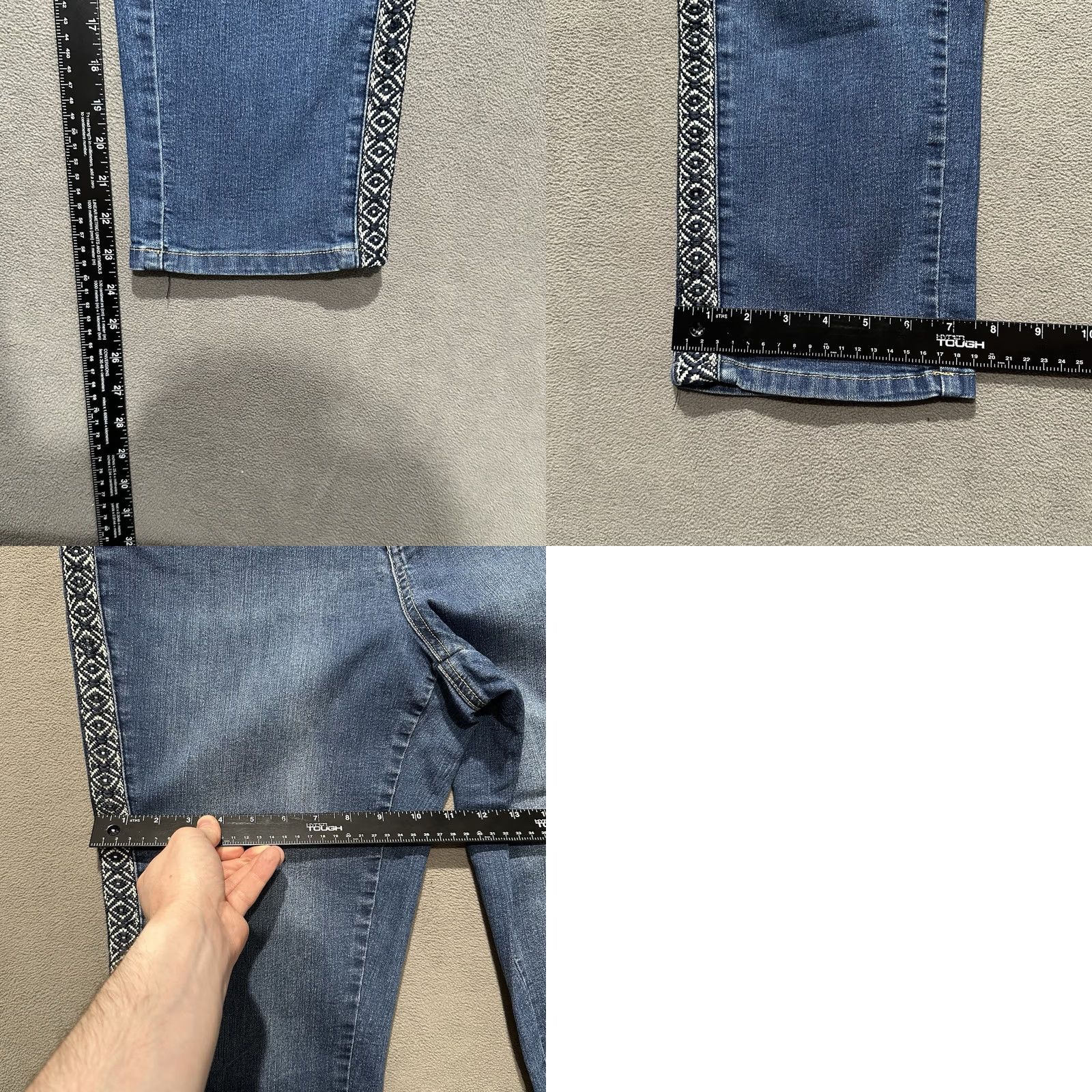 Denime Westport Jeans Womens 14 Blue Denim Striped Pattern Embroidered Relaxed GUC Size 36" / US 14 / IT 50 - 9 Thumbnail