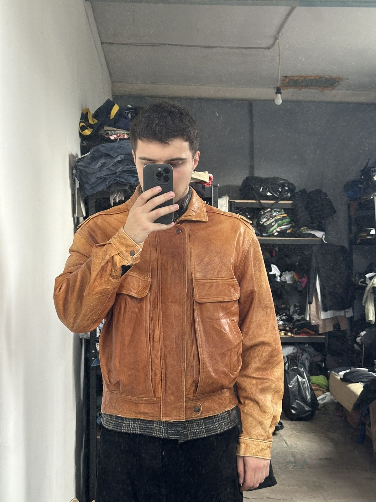 Vintage Vintage light Brown Leather jacket vintage y2k Size US XL / EU 56 / 4 - 17 Thumbnail