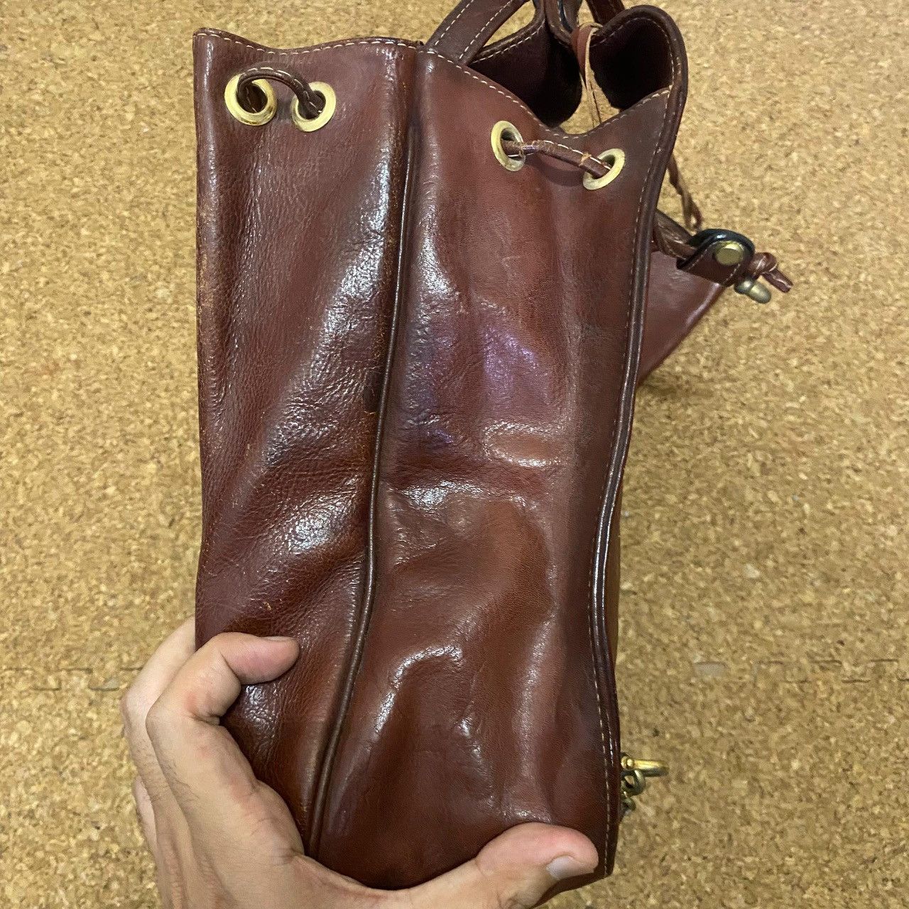 Handmade Texier Vintage Leather Backpack w/ Matching Mini Pouch — Size ONE SIZE - 20 Thumbnail