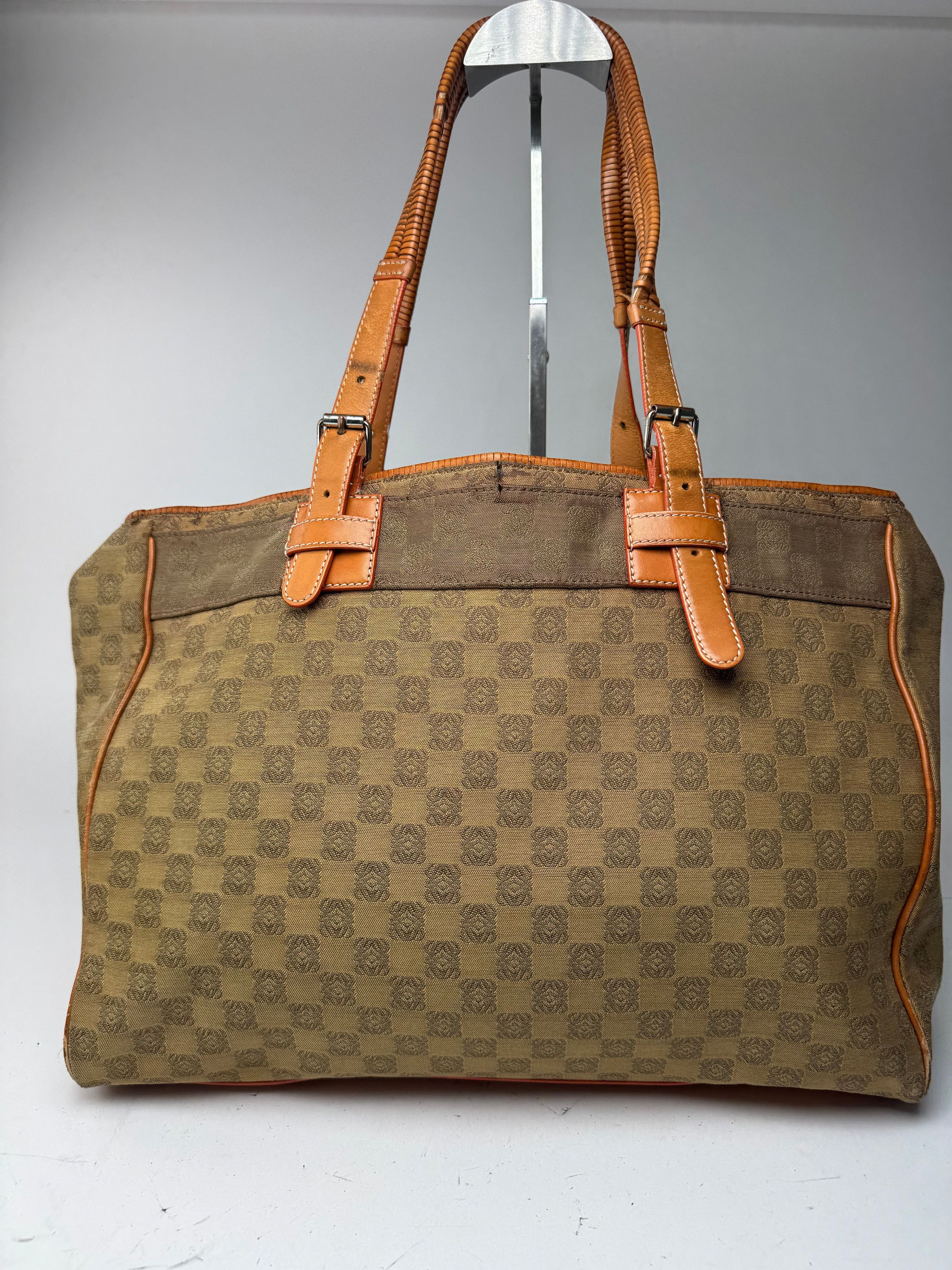 Loewe Vintage Anagram Monogramm Shopper Brown Green Size ONE SIZE - 1 Thumbnail