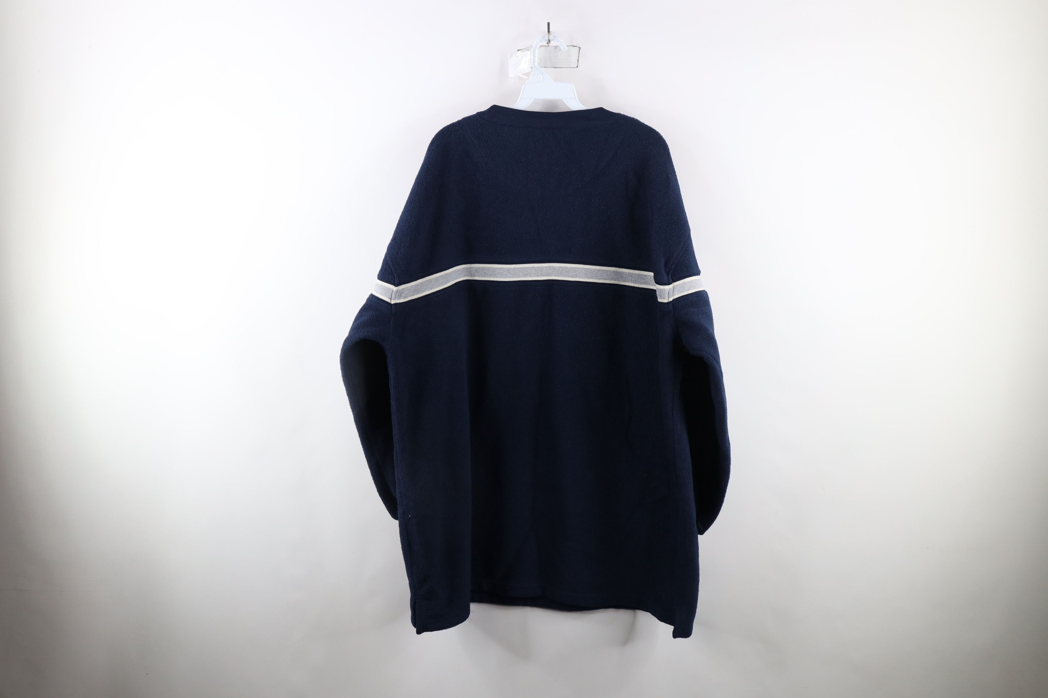 Vintage Vintage 90s Streetwear Striped Fleece Crewneck Sweater Blue Size US XXL / EU 58 / 5 - 6 Thumbnail