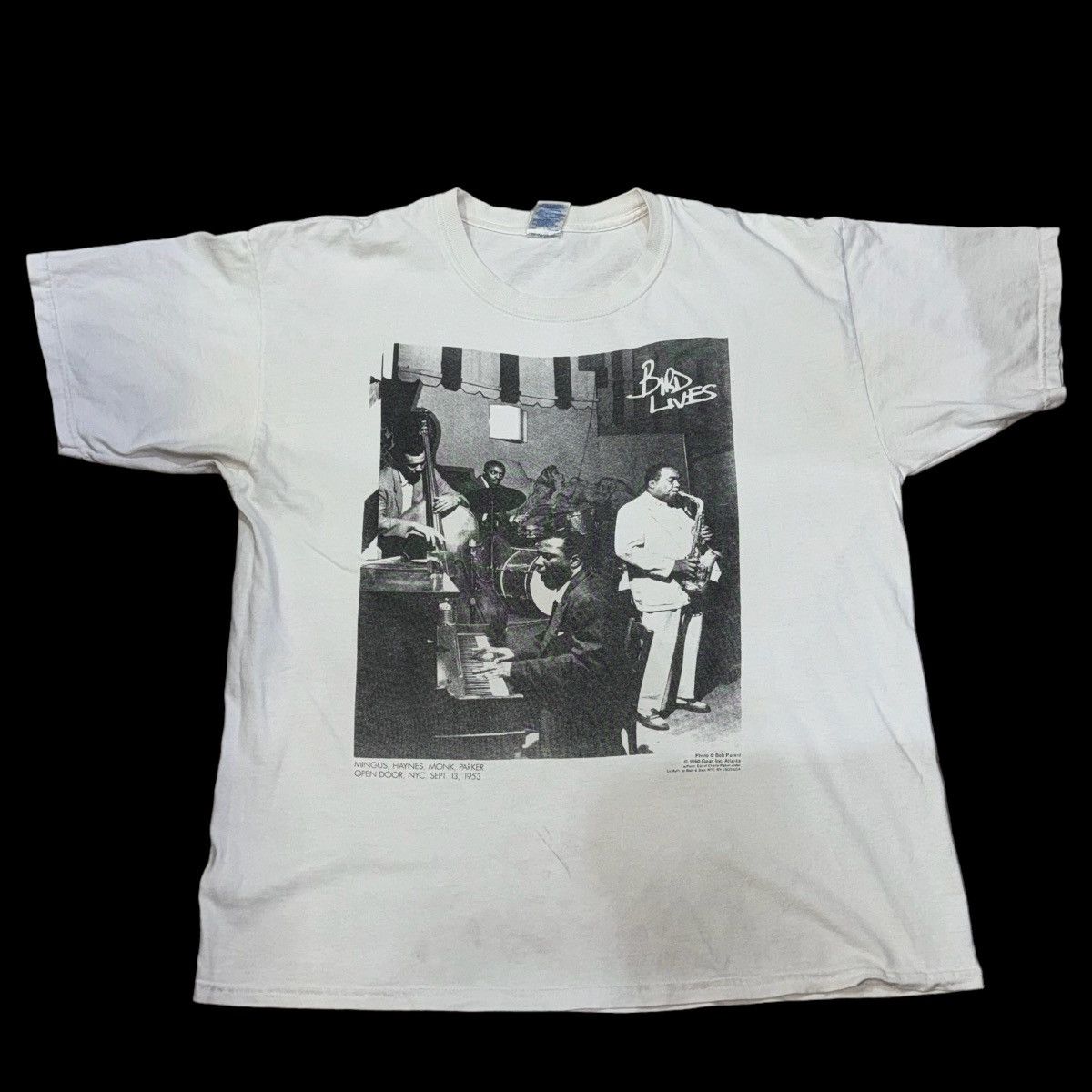 image of Band Tees x Tour Tee Vintage '00 Bird Lives - Mingus, Haynes, Monk, Parker in White, Men's (Size XL