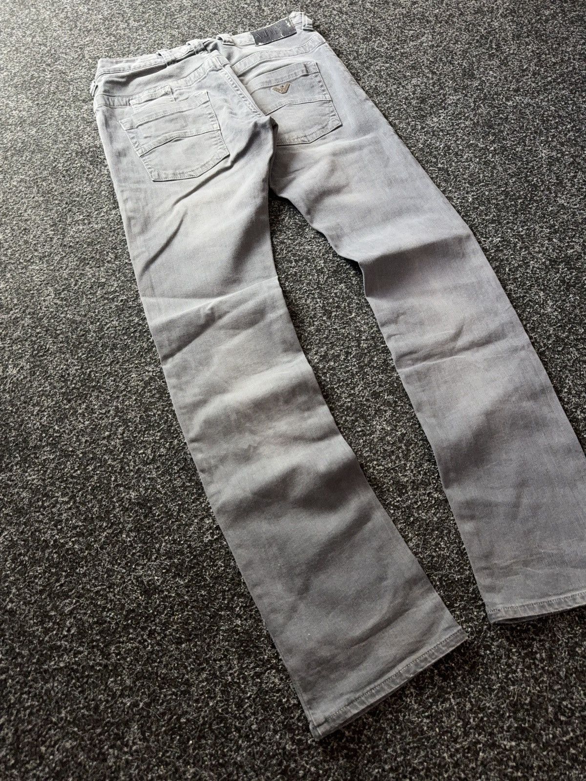 Armani 00s Armani Jeans AJ Distressed Faded Grey Slim Y2K Denim Size 28" / US 6 / IT 42 - 15 Thumbnail