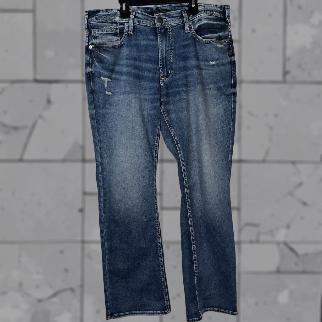 Silver Jeans Co. Silver Jeans Co Jeans Mens Distressed Blue Cotton Blend 34x30 Straight Size US 34 / EU 50 - 1 Thumbnail