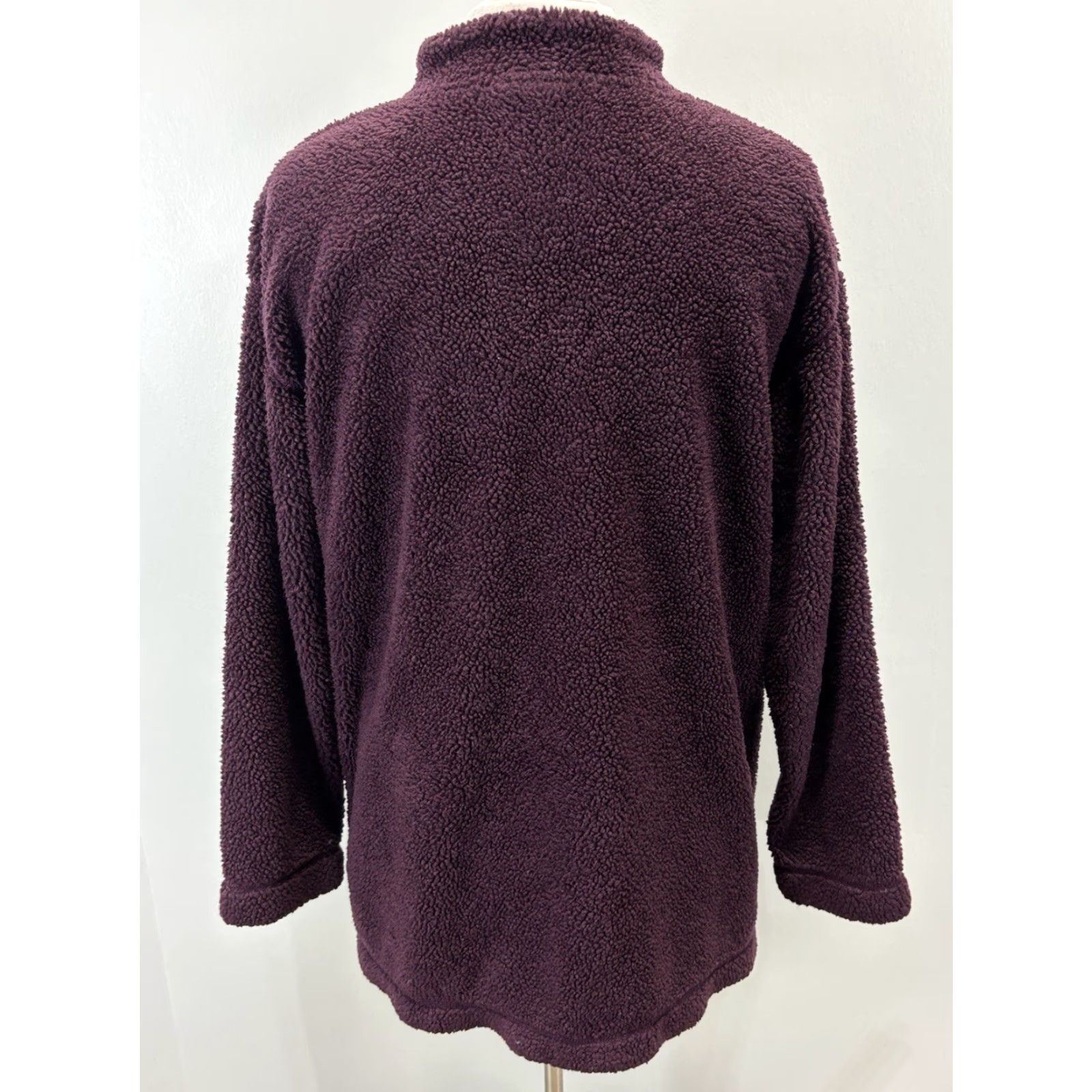 Vintage VINTAGE L.L. Bean Fleece Pullover Sweater Medium Burgundy USA 1/2 Button Womens Size M / US 6-8 / IT 42-44 - 3 Thumbnail