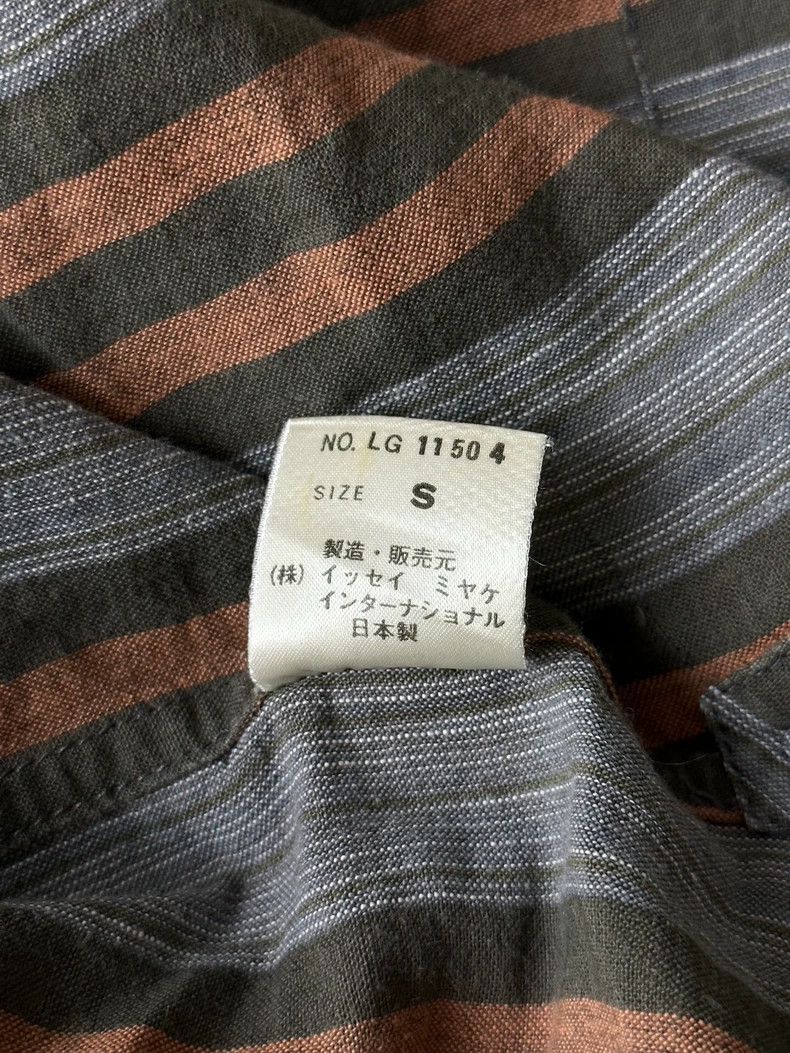 Issey Miyake Issey Miyake Grey brown cotton and linen retro striped shi Size US S / EU 44-46 / 1 - 5 Thumbnail