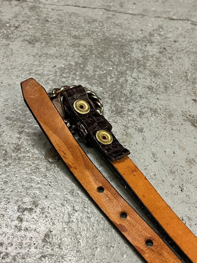 Designer × Dsquared2 × Vintage DSquared2 Naval Round Buckle Leather Belt Size ONE SIZE - 4 Thumbnail