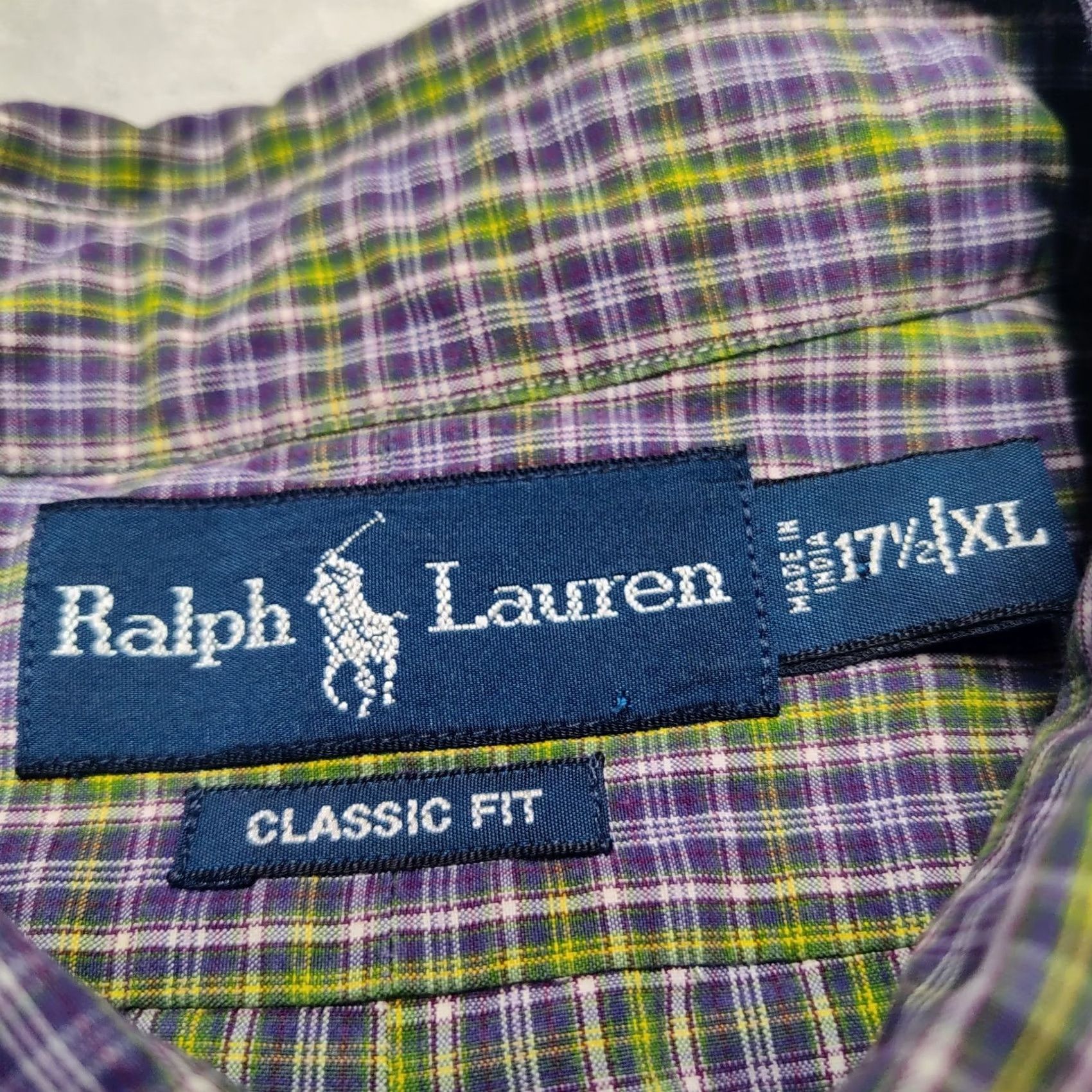 Polo Ralph Lauren VTG POLO RALPH LAUREN Classic Fit Men XL Button-Down Shirt Plaid Purple Green Cotton 100% Shirt, Long Sleeve, 17.5 Collar, 17 1/2 Size US XL / EU 56 / 4 - 4 Thumbnail