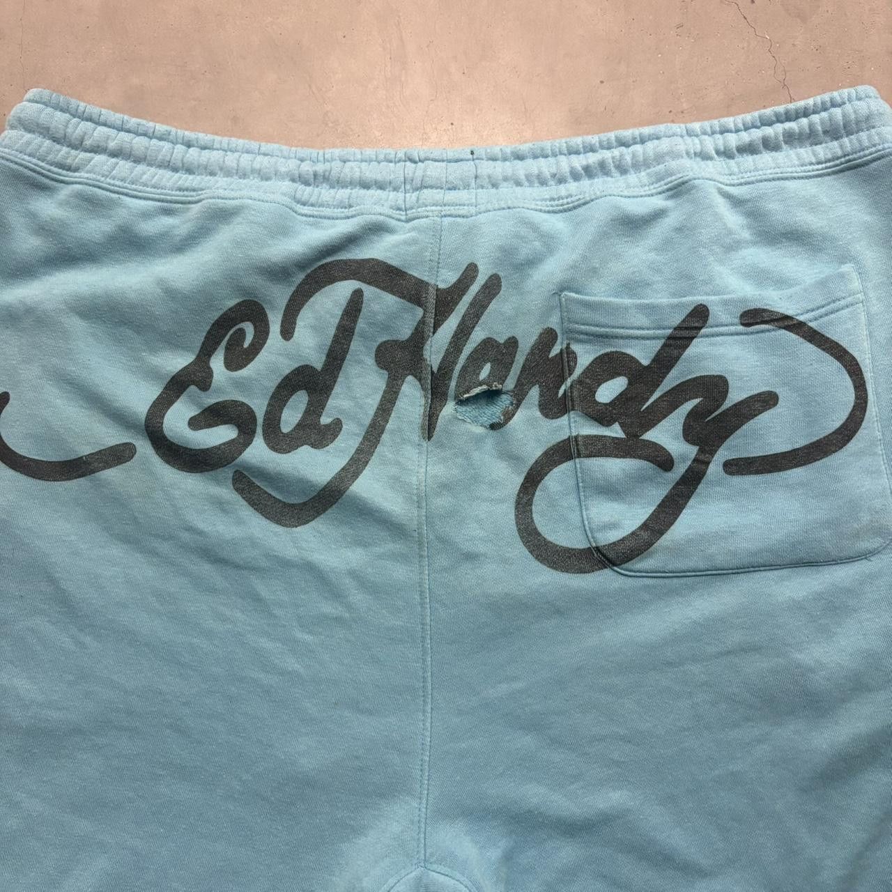 Ed Hardy Crazy Vintage Y2K 2000s Ed Hardy Blue Essential Sweatpants With Holes Shown in photo 3,5,6! Size US 42 / EU 58 - 5 Thumbnail
