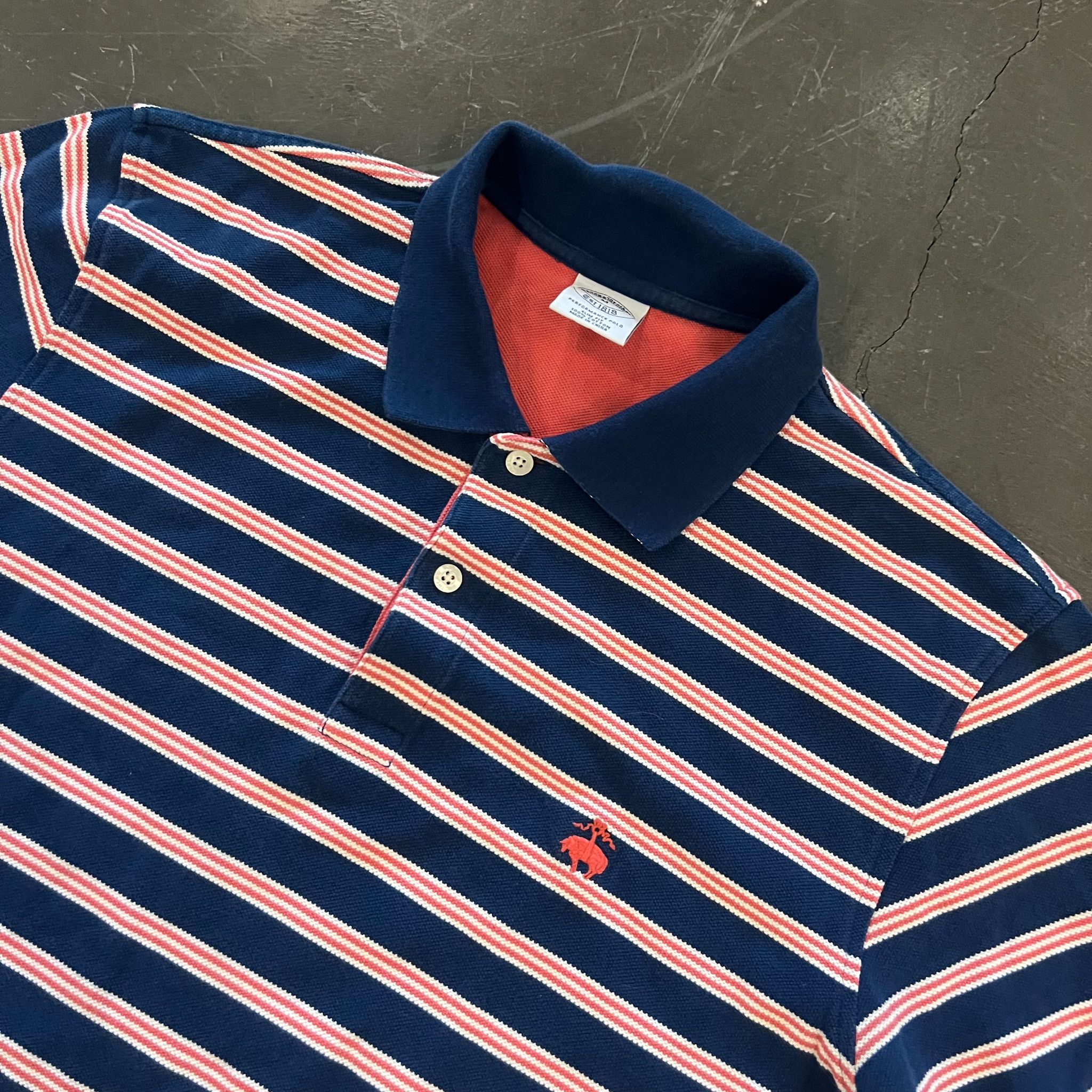 Brooks Brothers Vintage Brooks Brothers Striped Polo Blue/Orange • Medium Size US M / EU 48-50 / 2 - 2 Thumbnail