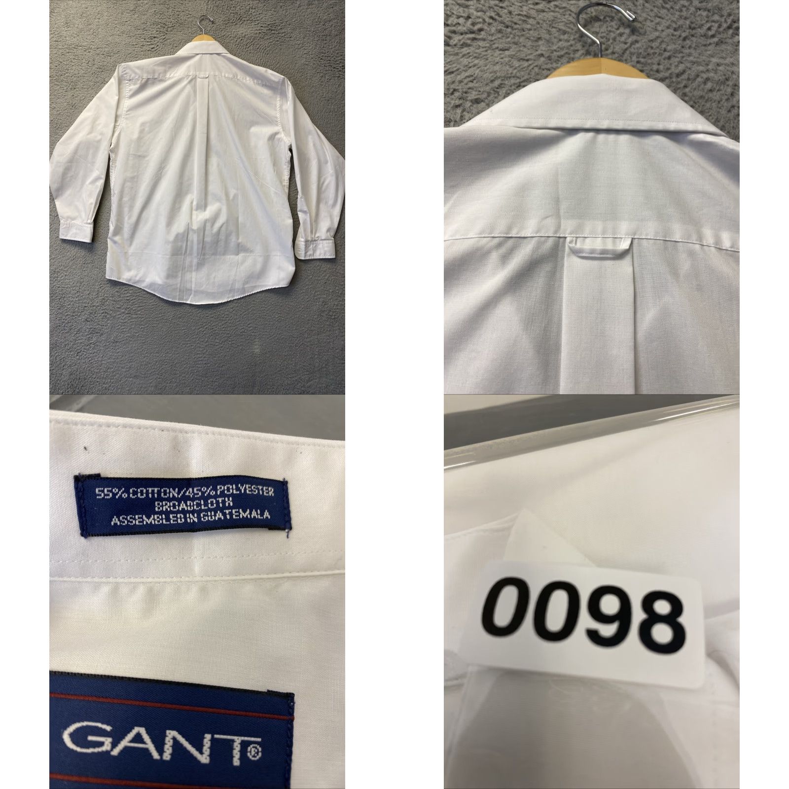 Gant GANT Button-Up Shirt Mens 17 34/35 White Cotton Polyester Button-Down Collared Long Sleeve Business Casual Travel Workwear Regular Vintage No Size US XL / EU 56 / 4 - 8 Thumbnail