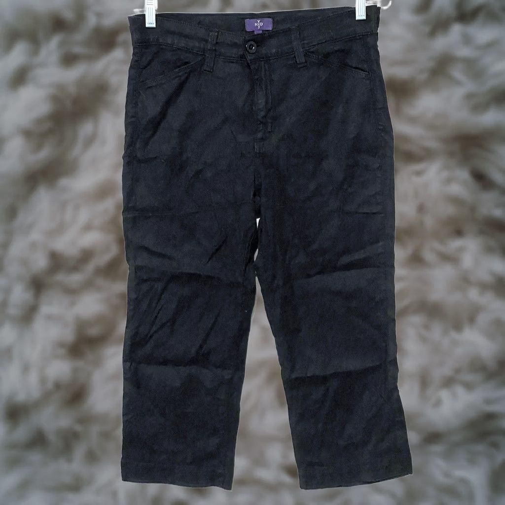 NYDJ NYDJ Black Linen Blend Crop Pants Trousers 6 Lift Tuck Summer Career Chic Womens Size 28" / US 6 / IT 42 - 1 Thumbnail