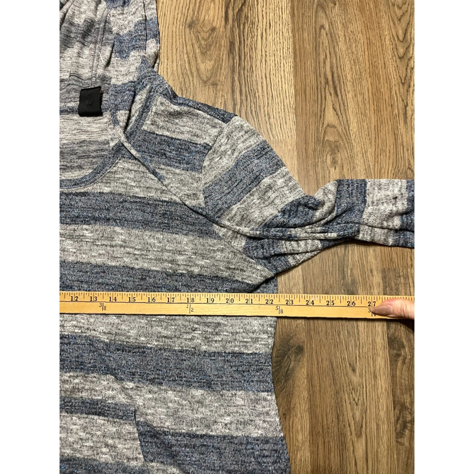 Vintage GVS Hoodie Shirt, Women's XL, Gray Blue, Striped, Long Sleeve, T-Shirt, Regular, Pullover, Round Neck, Casual, Fall Spring Summer, Women, XL Size XL / US 12-14 / IT 48-50 - 5 Thumbnail