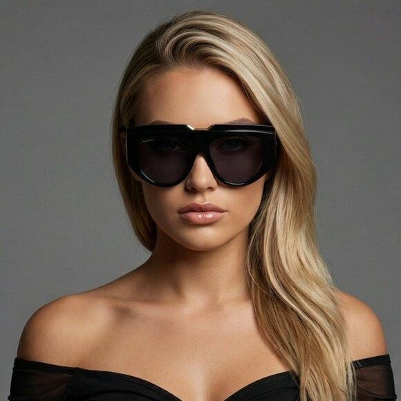 Max Mara Max Mara ORSOLA MM0083 01A Sunglasses Shiny Black Shield Size ONE SIZE - 1 Thumbnail