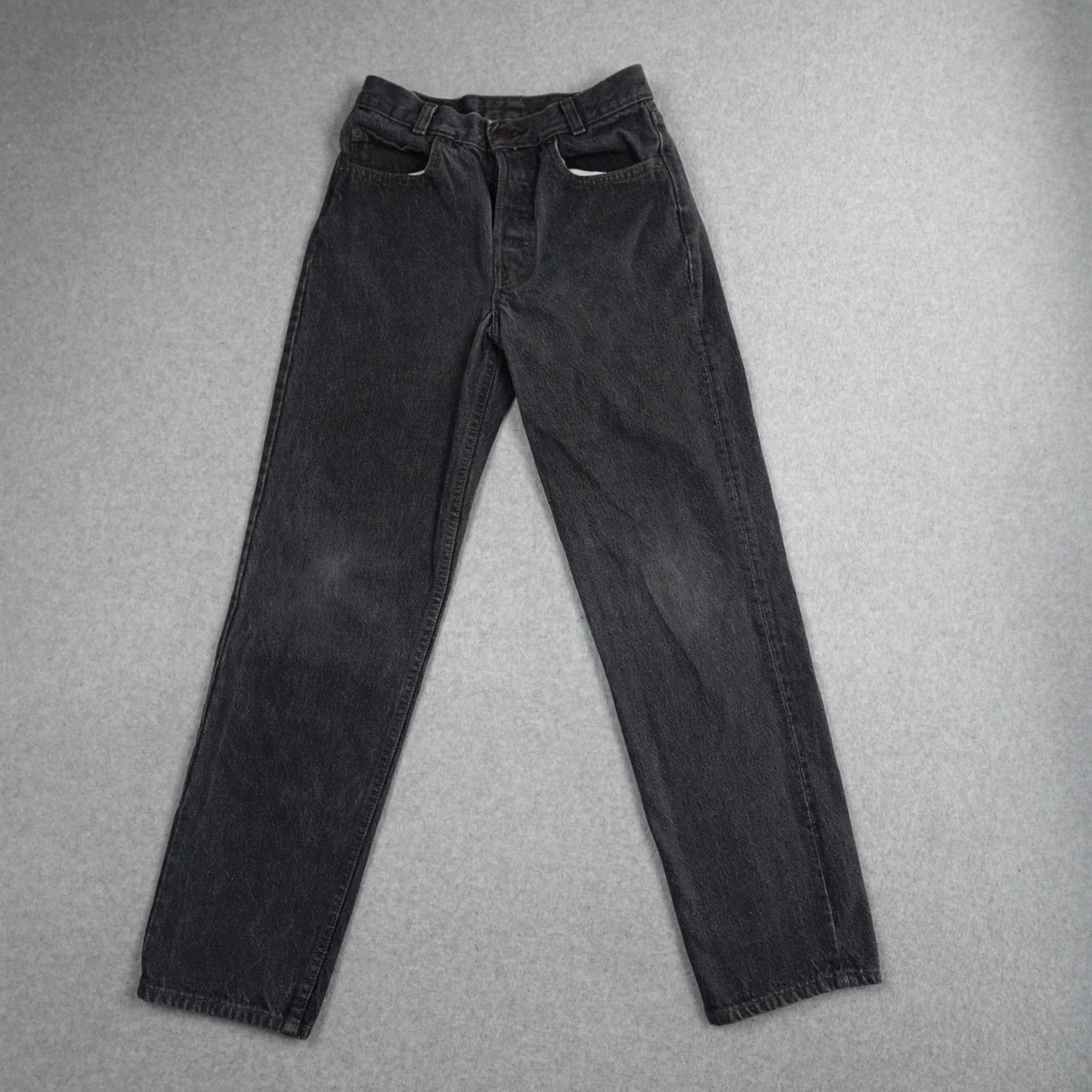 Levi's VINTAGE Levi's 701 Jeans 27 (27X28) Button Fly Black Denim 5-Pocket Regular Womens Size 27 80s Vintage style Straight Jeans Mens Womens Size 27" / US 4 / IT 40 - 2 Thumbnail
