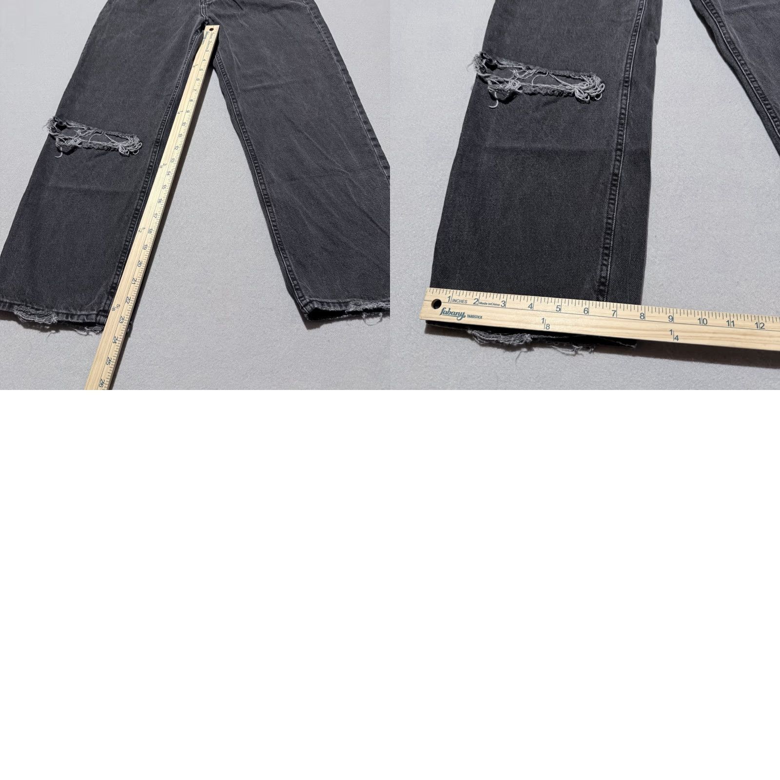 H&M H&M Cropped Jeans Denim High Rise Straight Distressed Button Fly - 6 Womens Gray Jeans Size 28" / US 6 / IT 42 - 9 Thumbnail