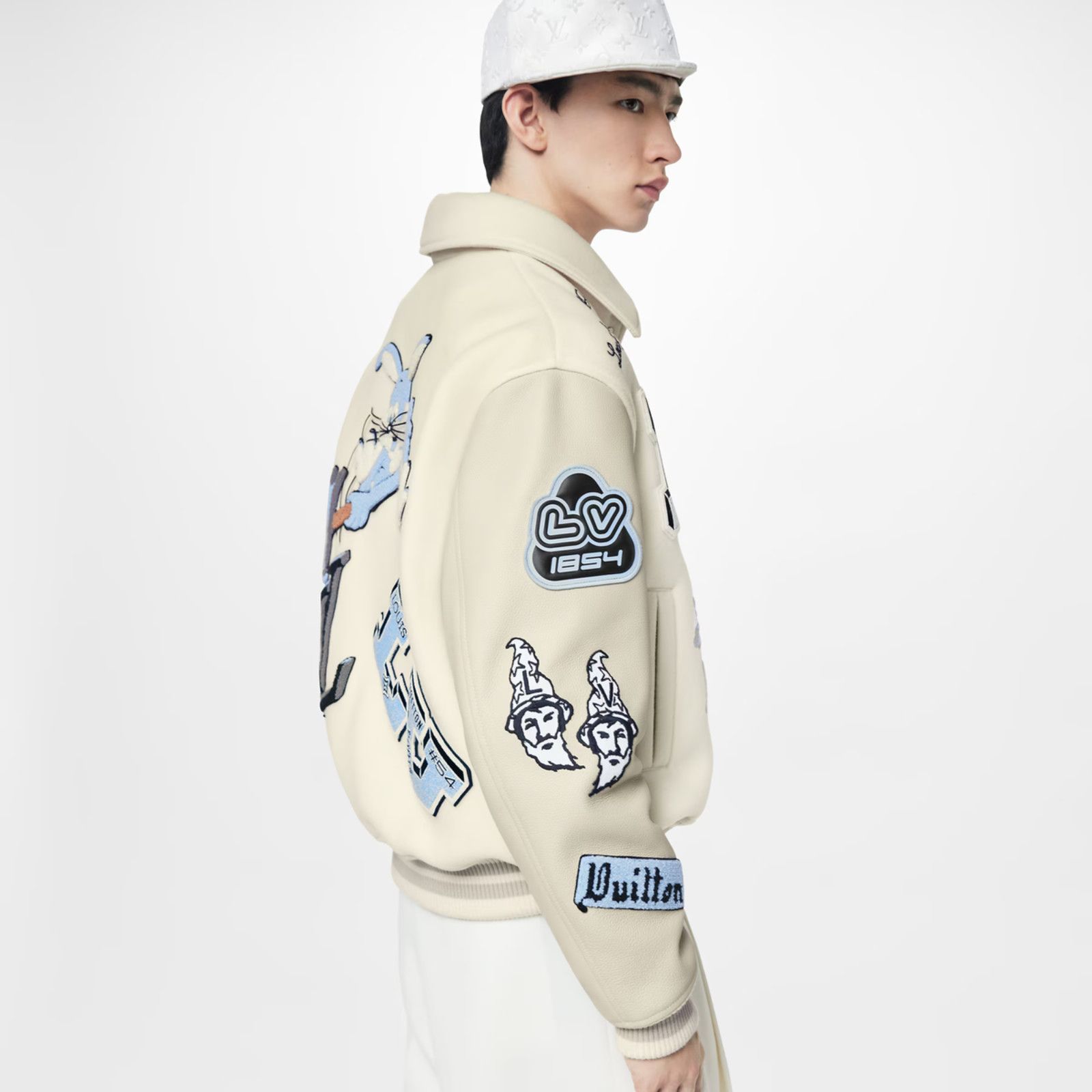 Louis Vuitton Louis Vuitton Leather Jacket Milky White Blue Patch 50 Size US M / EU 48-50 / 2 - 8 Thumbnail